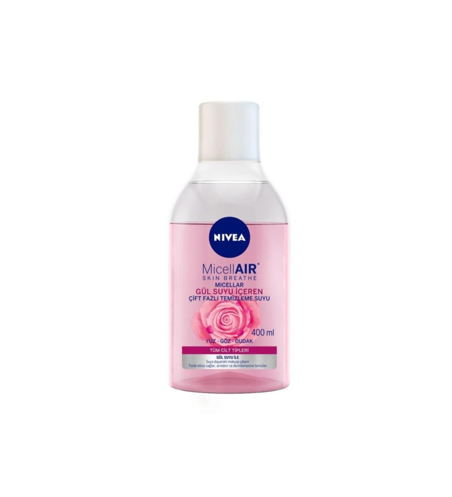 NIVEA Rose Water Dual Phase Make-up Facial Cleansing Water 400 Ml