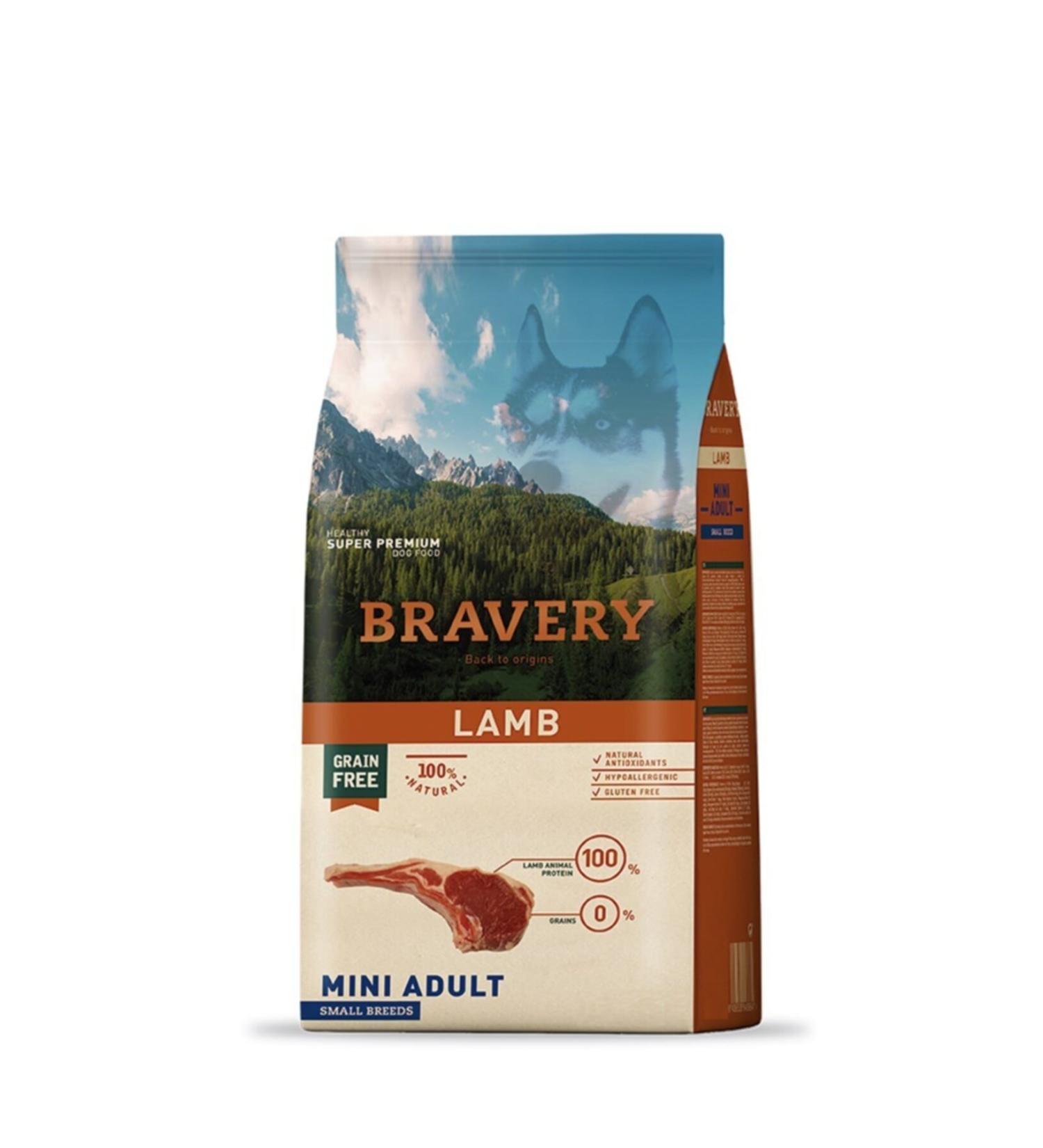 Bravery Adult Small Breed Lamb Grain-Free Lamb Meat Small Breed Adult Dog Food 2 Kg