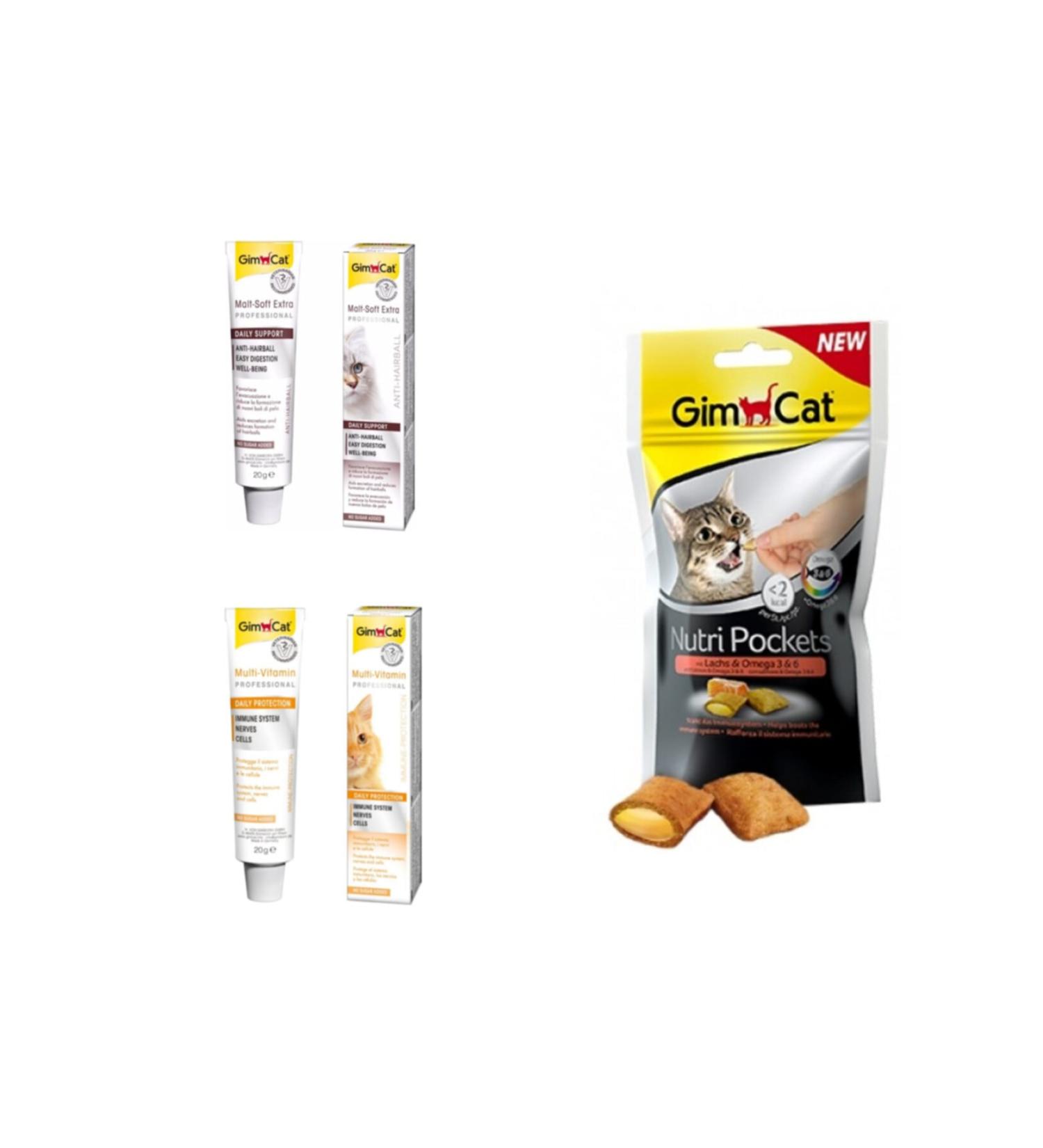 Gimcat Multi Vitamin 20gr Paste + Anti-hairball Malt 20gr Paste Cat Pastes