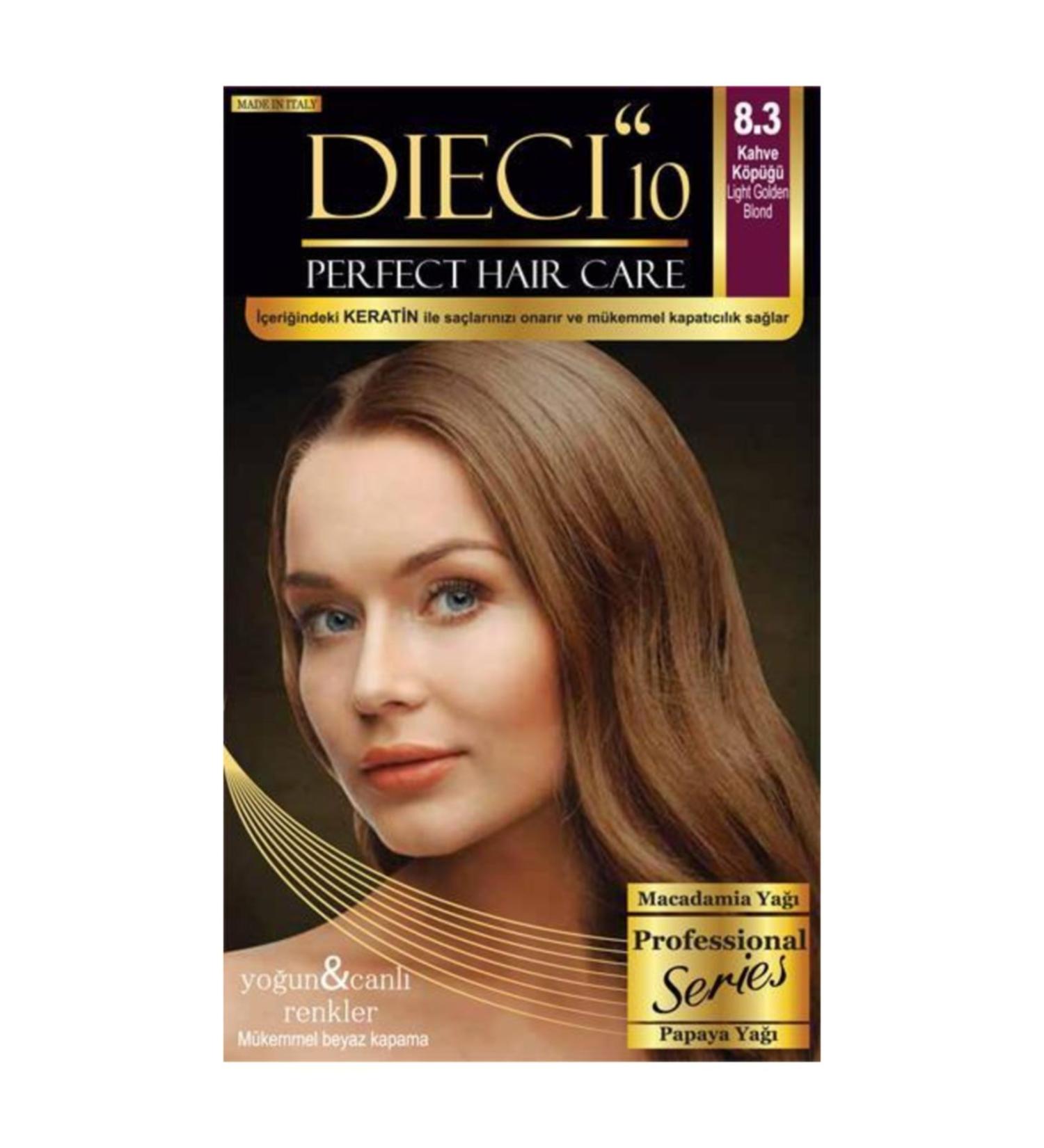 Dieci "10 KIT HAIR DYE 8.3 COFFEE FOAM