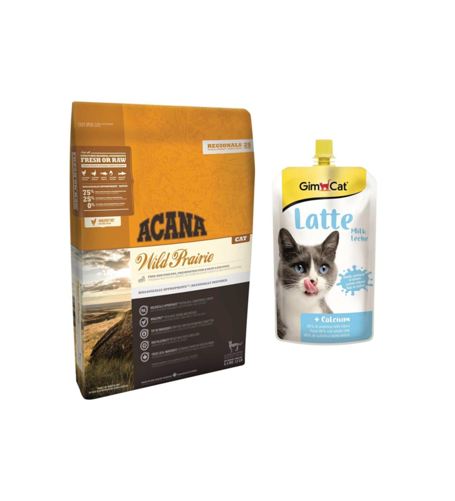Acana Regionals Wild Prairie Cat Food 1.8 kg + Gimcat Cat Milk Latte