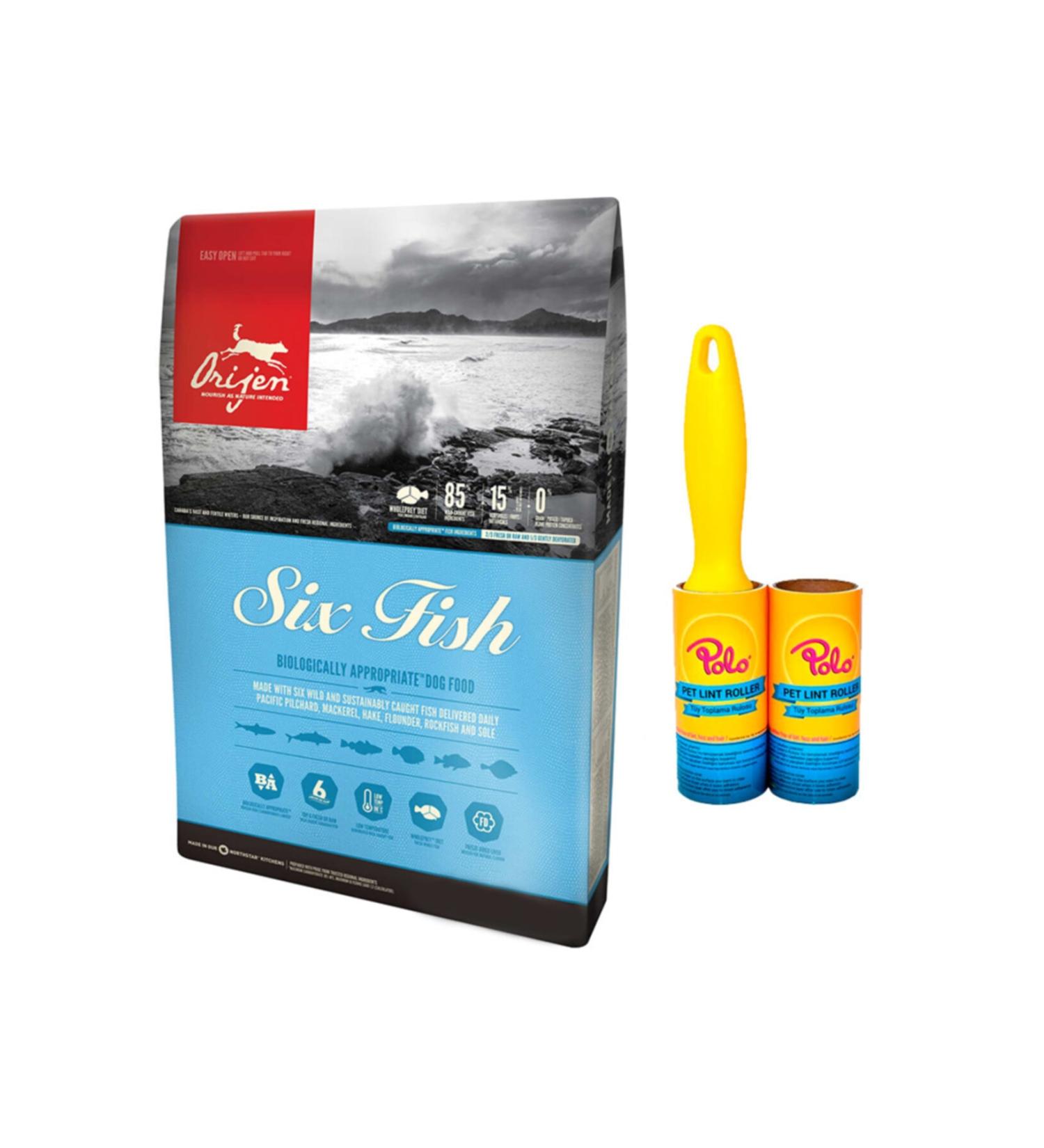 Orijen Six Fish Cat Food 1.8 kg + Polo Hair Collection Roll