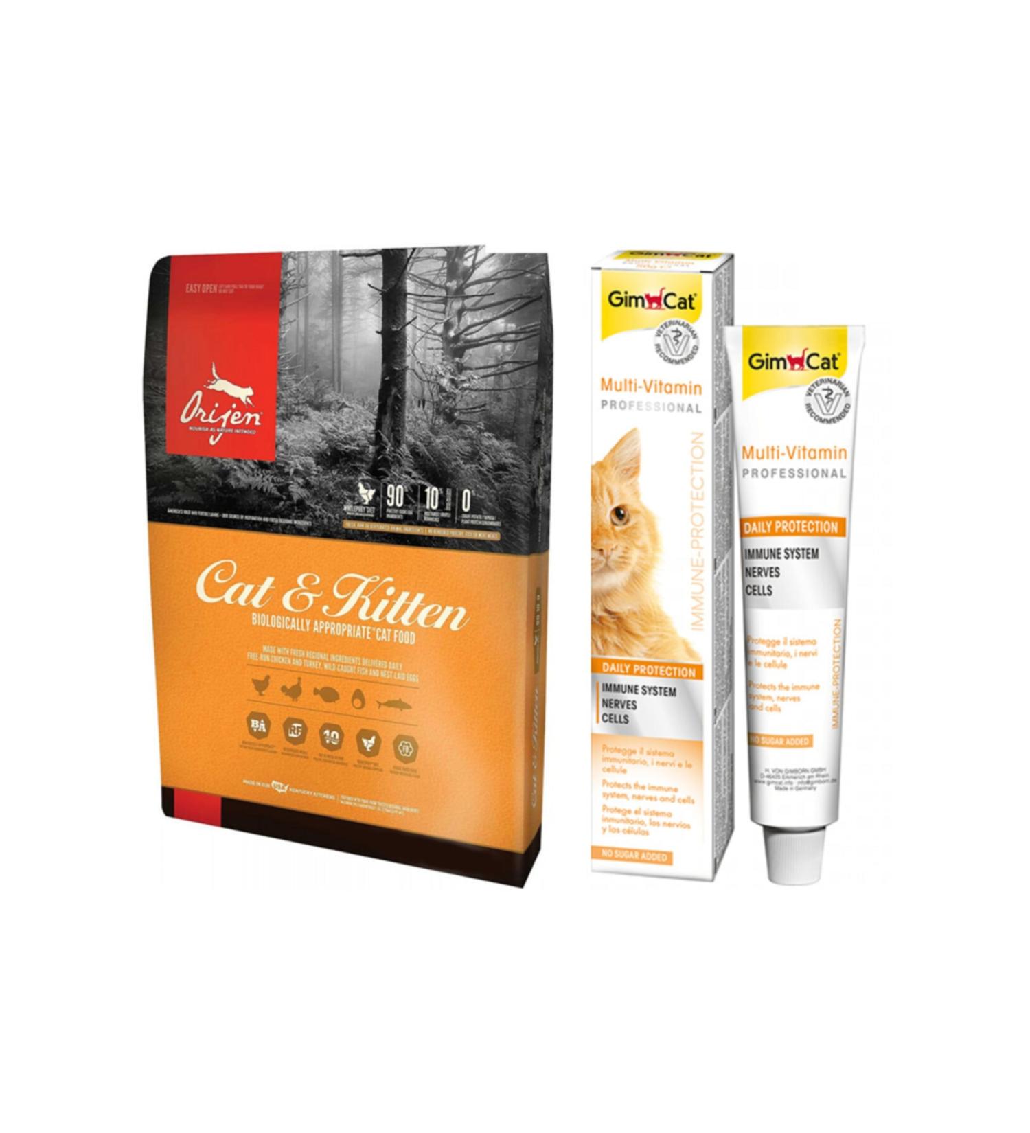 Orijen Kitten Kitten Cat Food 1.8 Kg + Gimcat Multivitamin Cat Reward 20 Gr (original)