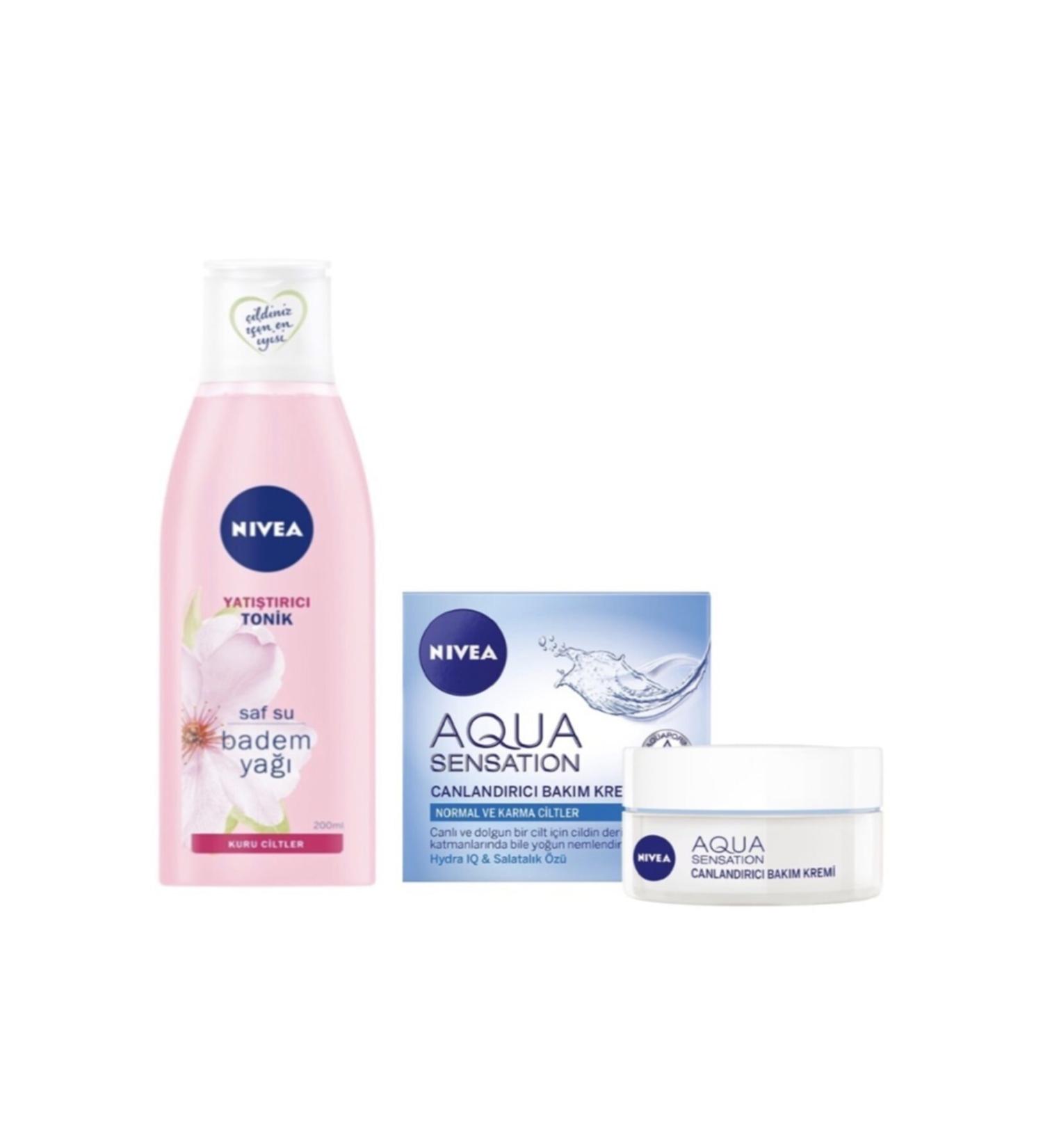 NIVEA Aqua Sensation Revitalizing Care Cream 50 ml Facial Soothing Toner 200 ml - Buy Online on GoSupps.com