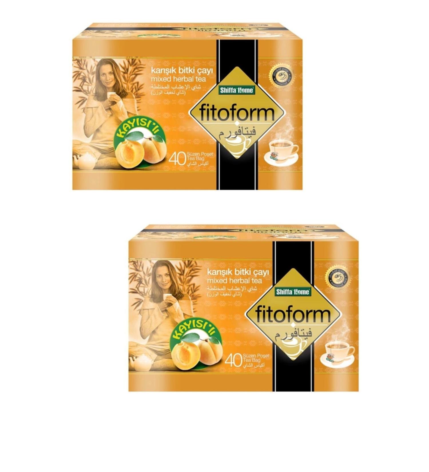Shiffa Home Fitoform Apricot Mixed Herbal Filtering Tea Bag Pack of 2 40 X 2 G