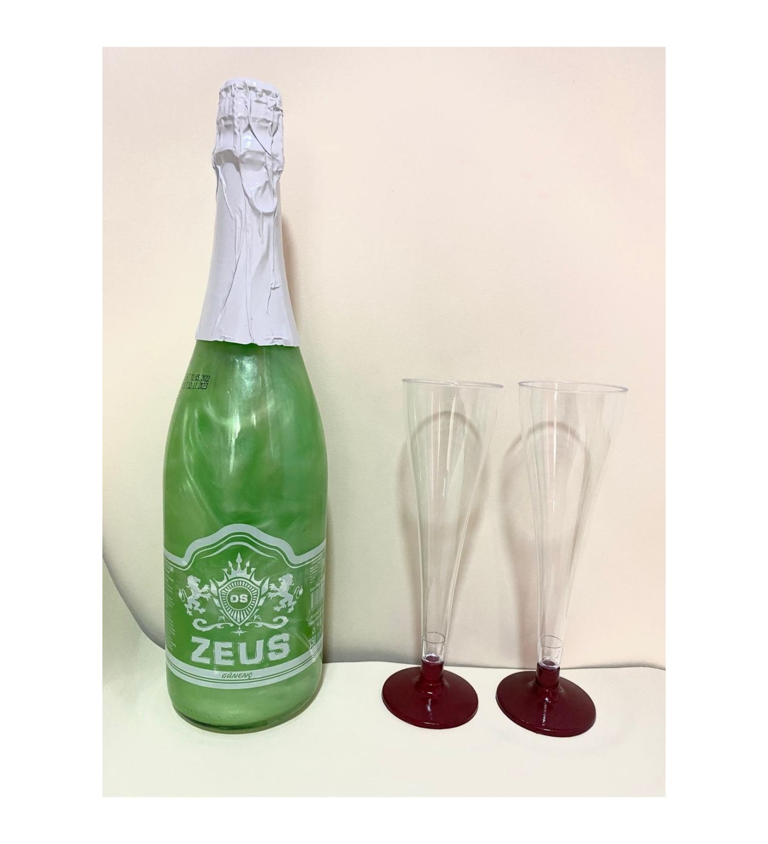 OS ZEUS Alcohol-Free Lime Mint Flavored and 2 Glasses