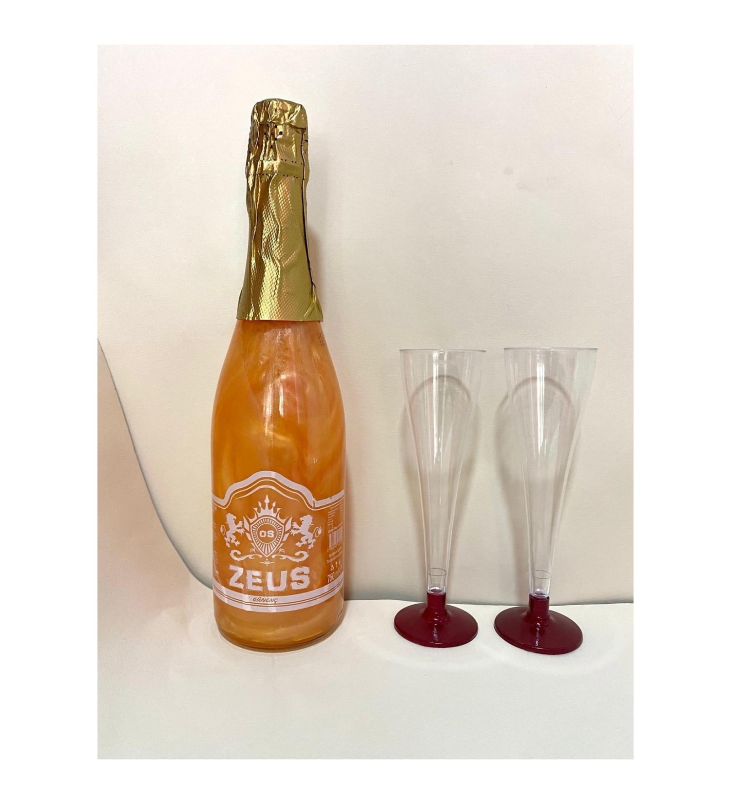 OS ZEUS Non-Alcoholic Carbonated Drink Mango Flavored and 2 Glasses