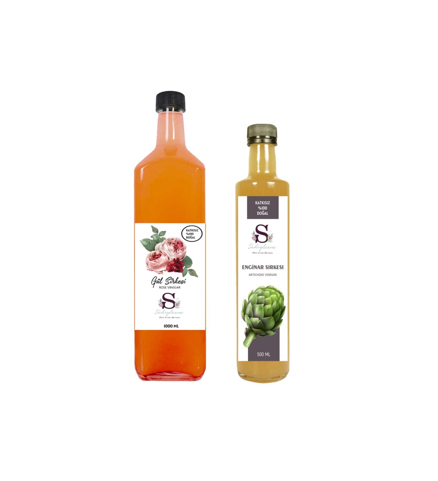 Suheylaana Natural Rose Vinegar 1000 Ml and Natural Artichoke Vinegar 500 Ml