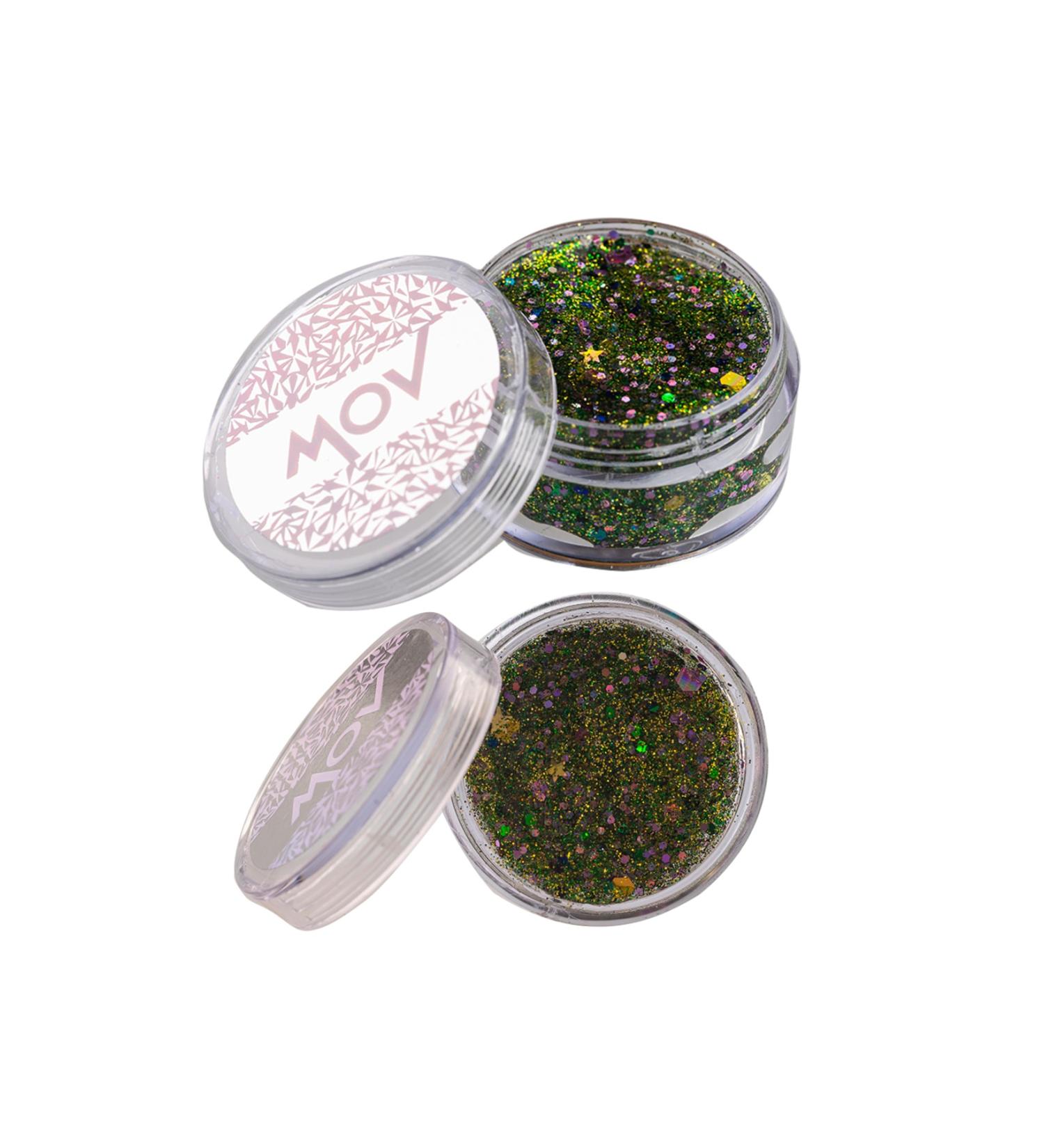mov Gel Form Shiny Glitter Face Makeup & Body &hair Emerald Green Extra