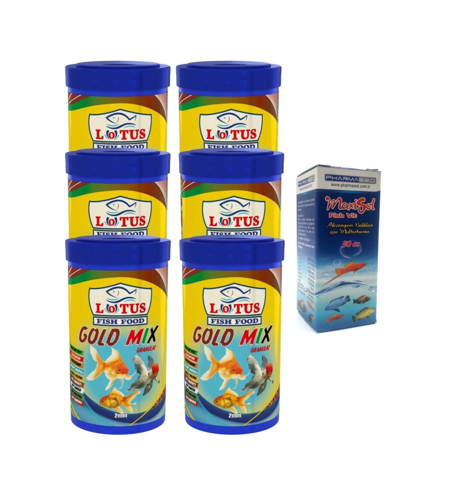 Lotus Gold Mix Granulat 6x100ml Japanese Fish Food and Vitamin