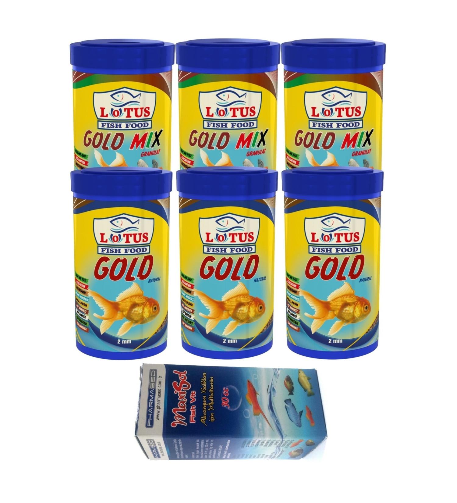 Lotus Gold Natural And Mix Granulat 6x100ml Japanese Fish Food And Vitamin