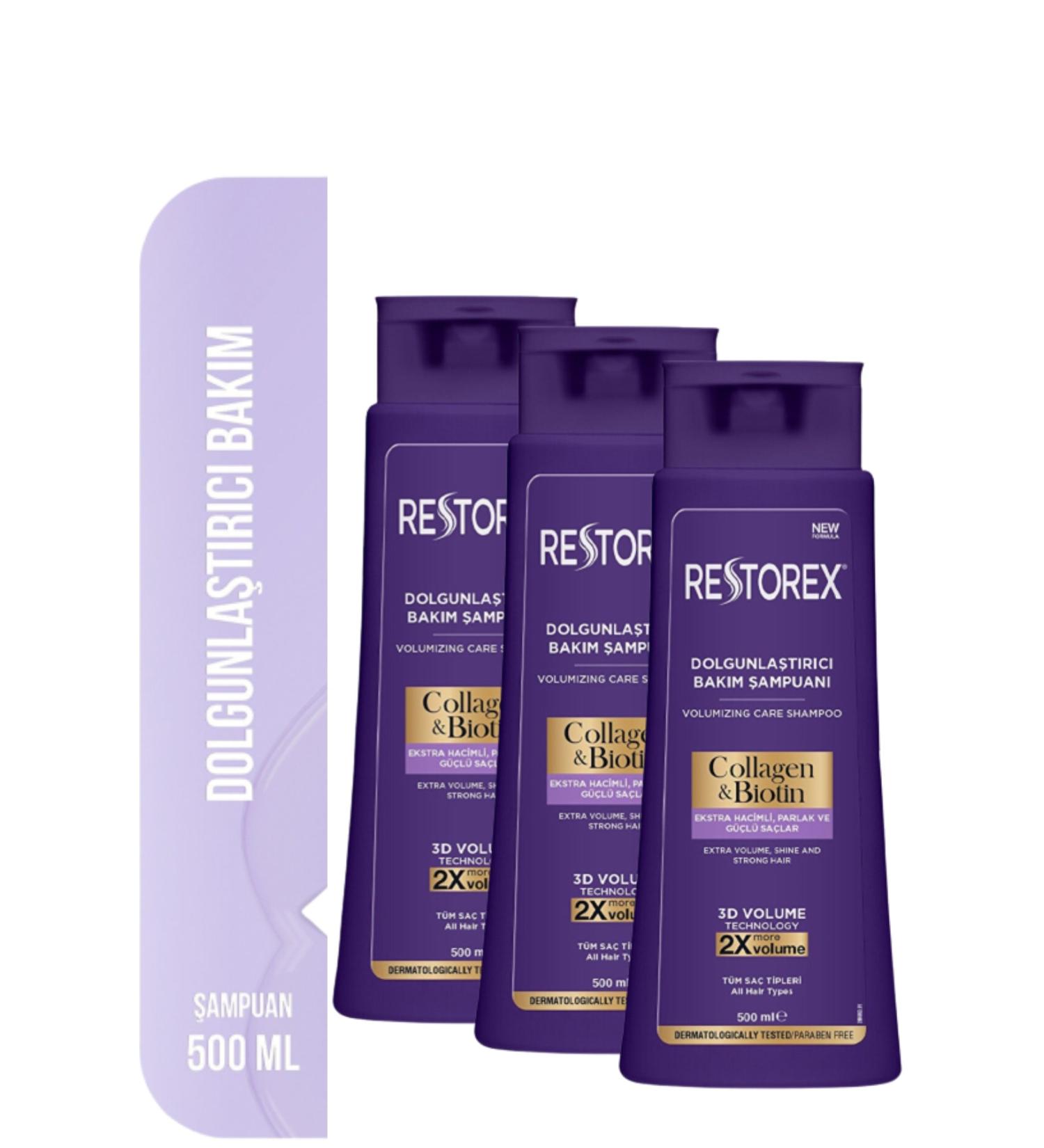 Restorex Collagen&biotin Plumping Shampoo 500 Ml 3 Pieces - Buy Online on GoSupps.com