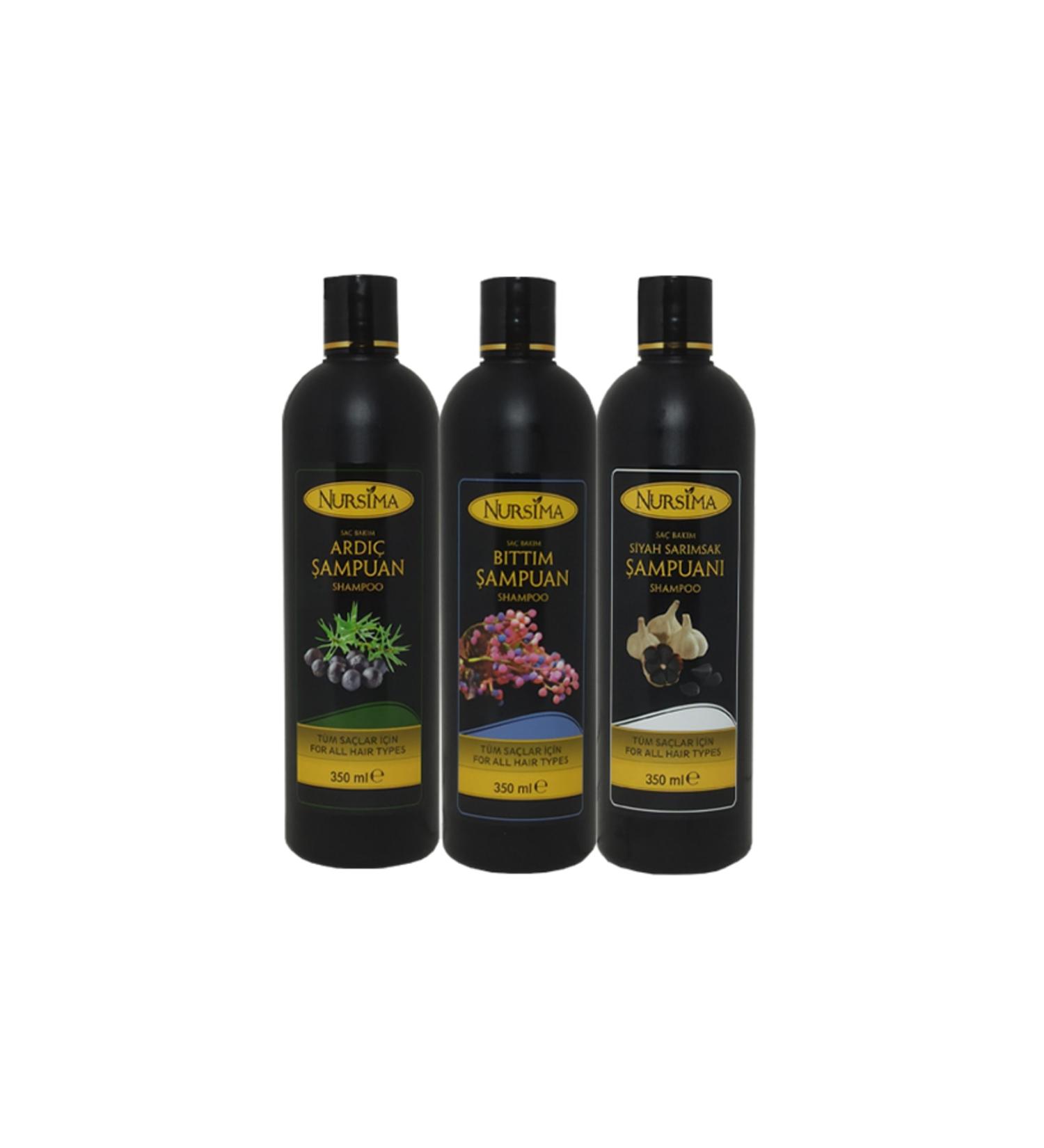 Nursima Herbal Juniper Shampoo B tt m Shampoo S. Garlic Shampoo 3 X 350 ml