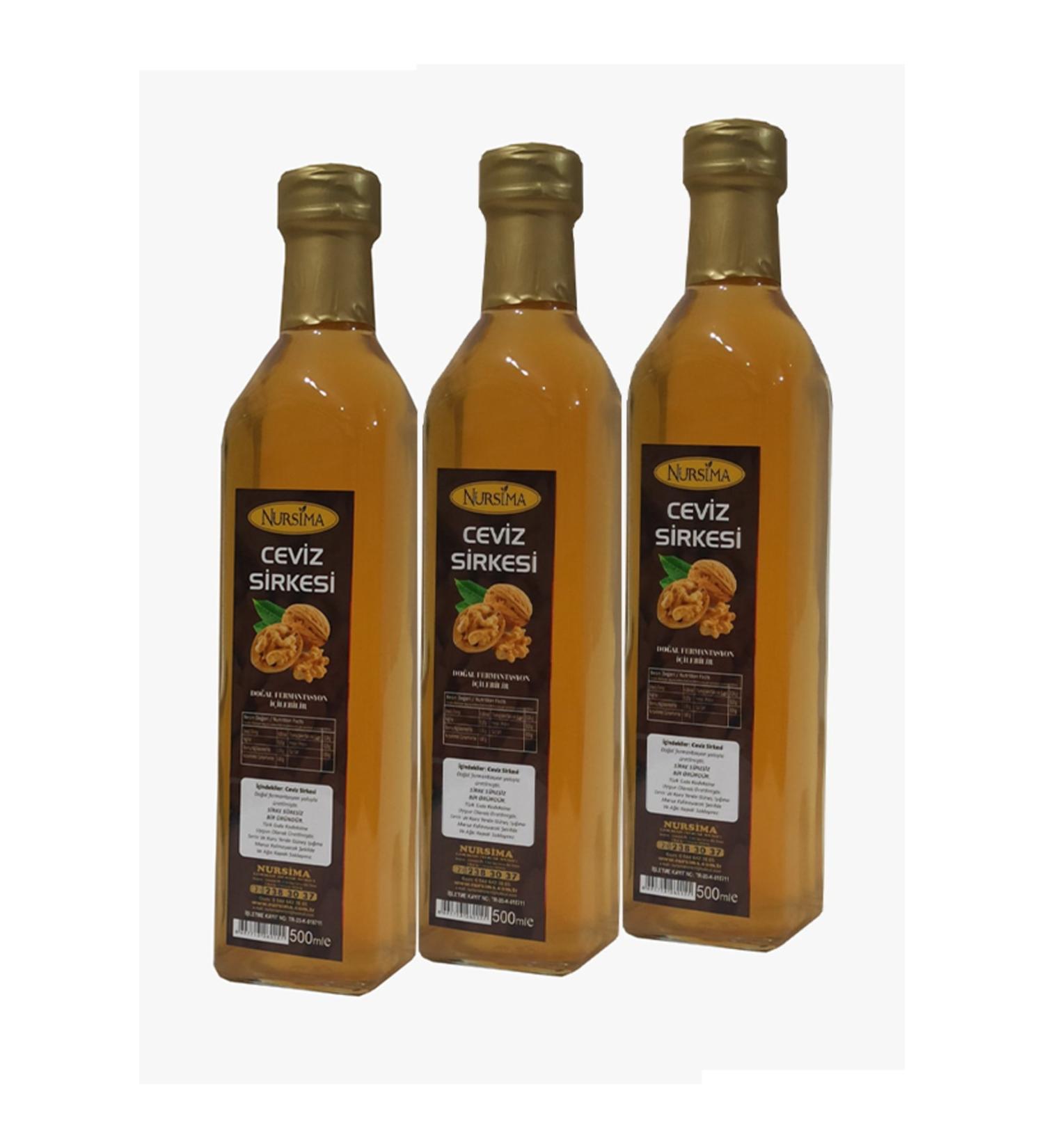 Nursima Walnut Vinegar 500 Ml 3 Glass Package