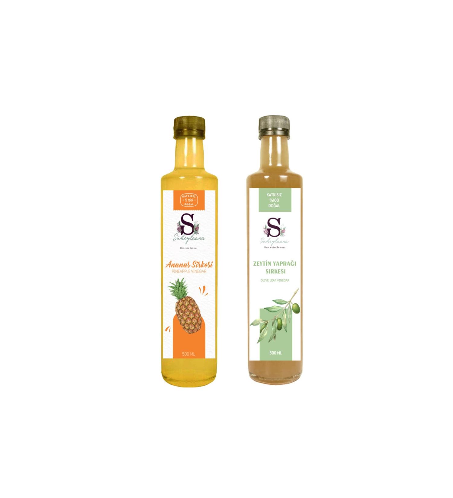 Suheylaana Natural Pineapple Vinegar 500 Ml And Natural Olive Leaf Vinegar 500 Ml