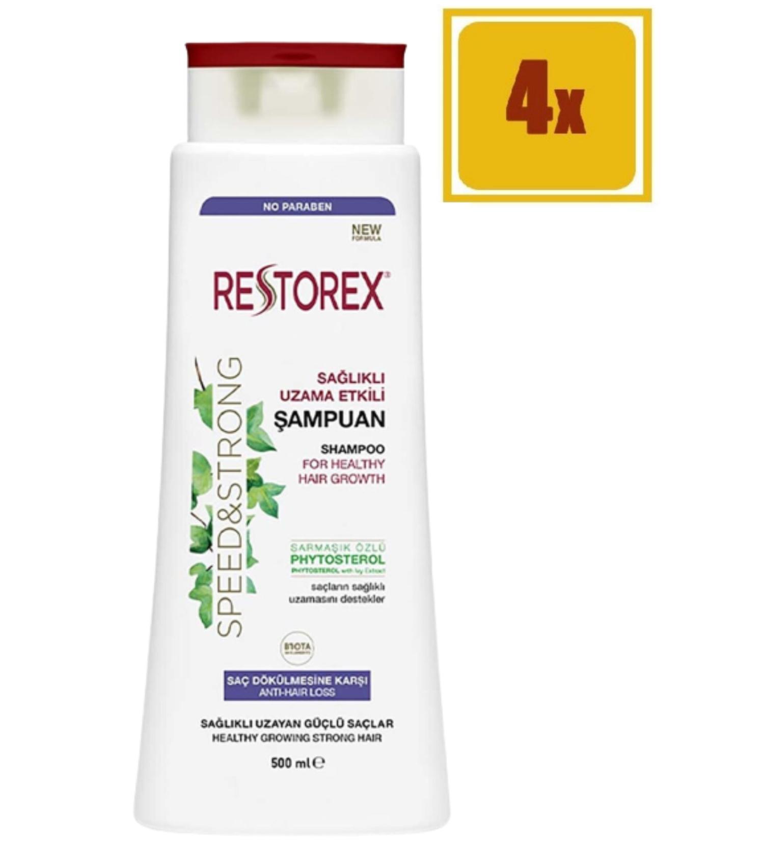 Restorex Healthy Growth Effective Anti-Hair Loss Shampoo 500ml 4 Pieces - Buy Online on GoSupps.com