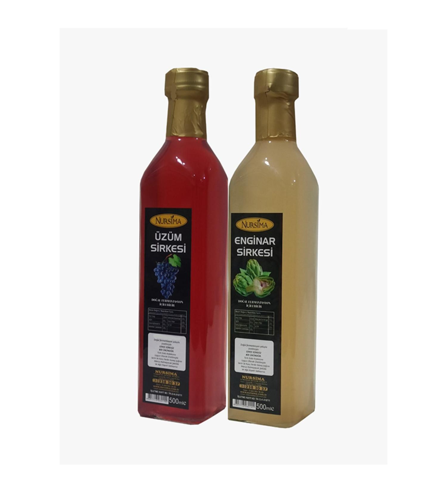 Nursima Grape Vinegar 500 ml Artichoke Vinegar 500 ml Glass Packaging