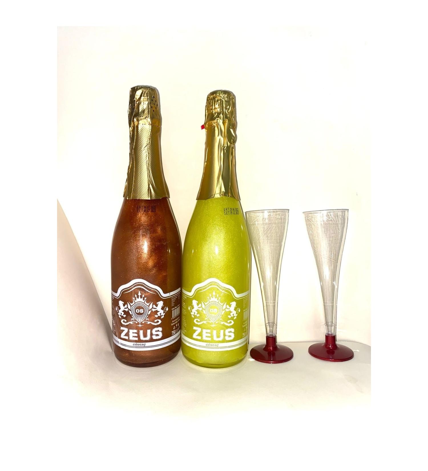 OS ZEUS Non-Alcoholic Mixed Fruit and Banana Flavored and 2 Glasses