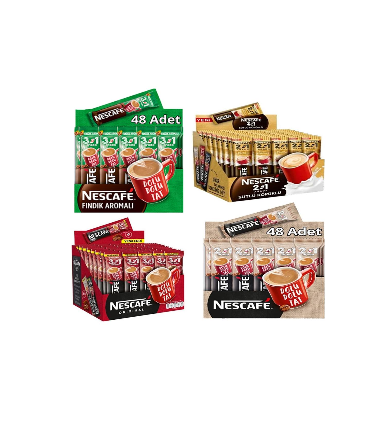 Nescafe Mixed Set Hazelnut Milk Sugar Plain Mixed Package 4 Pack 48 Piece Set