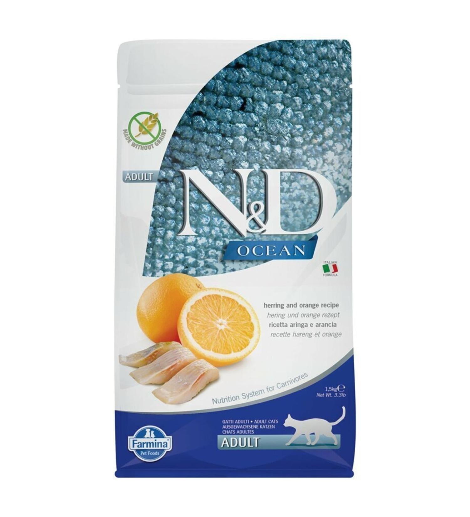 N & D Nd Ocean Herring Orange Adult Cat Food 1.5 Kg