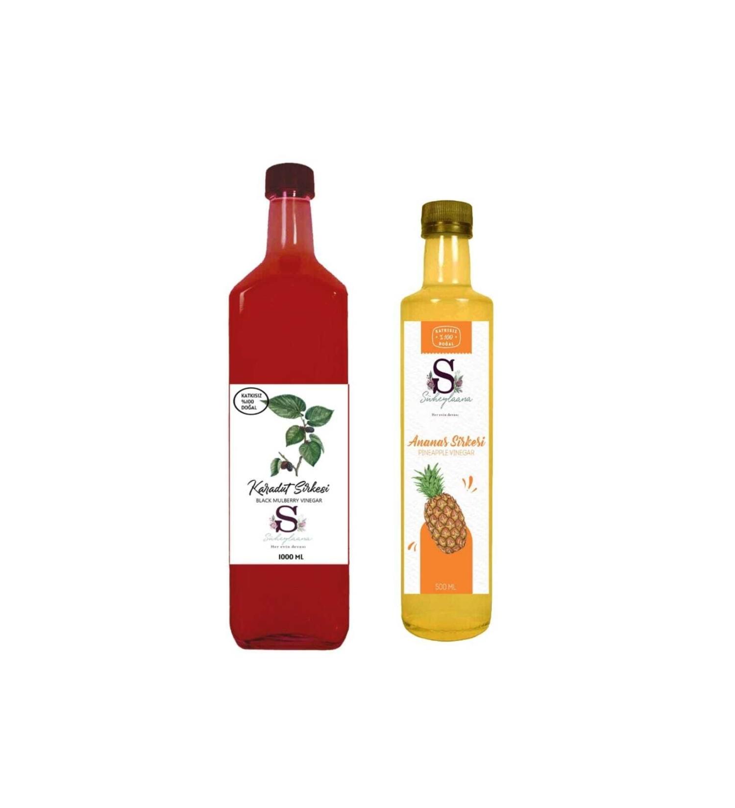 S heylaana Natural Black Mulberry Vinegar 1000 Ml And Natural Pineapple Vinegar 500 Ml