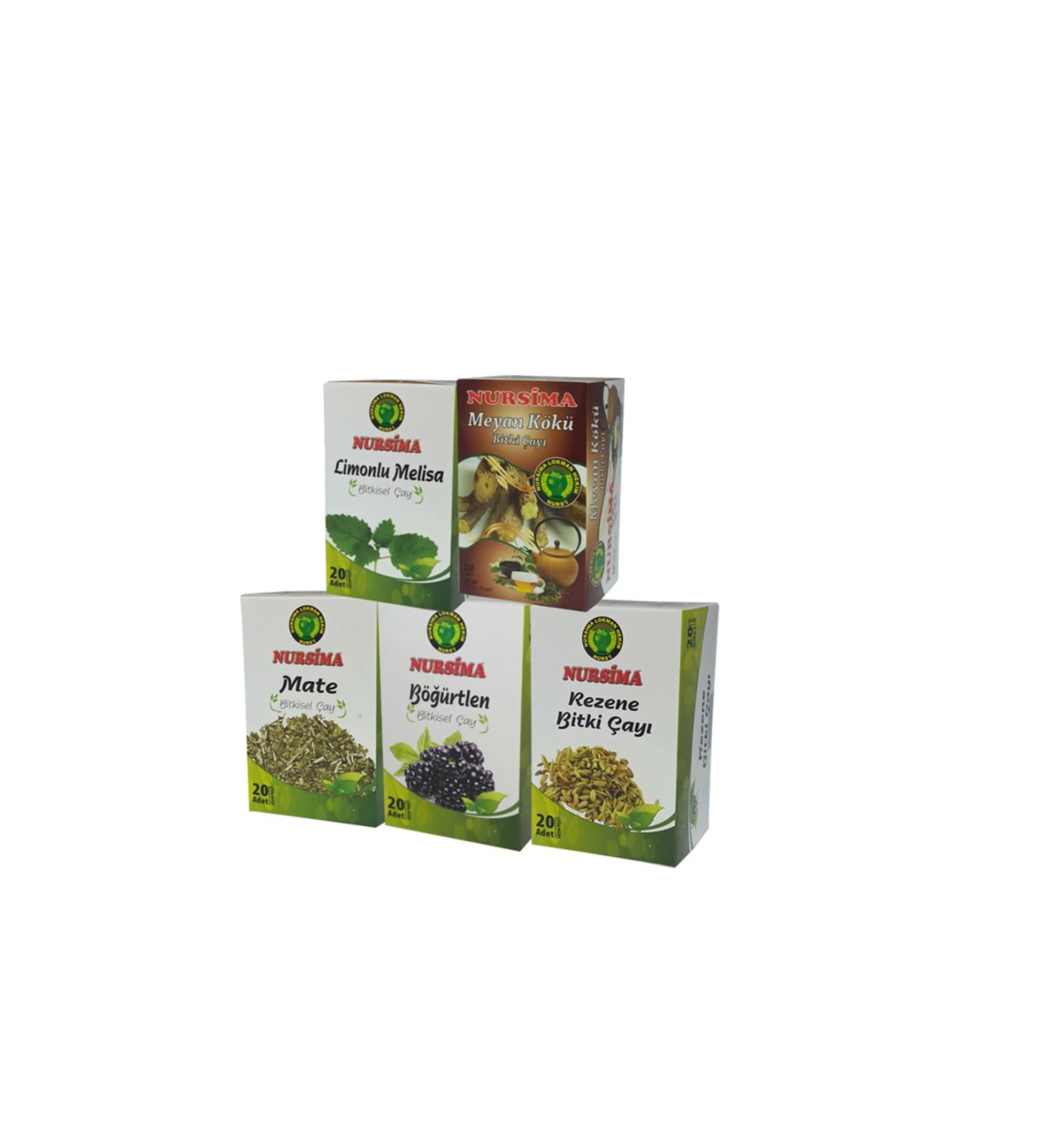 Nursima Mate Tea Herbal Tea Set 5 Pieces X 20 Pieces