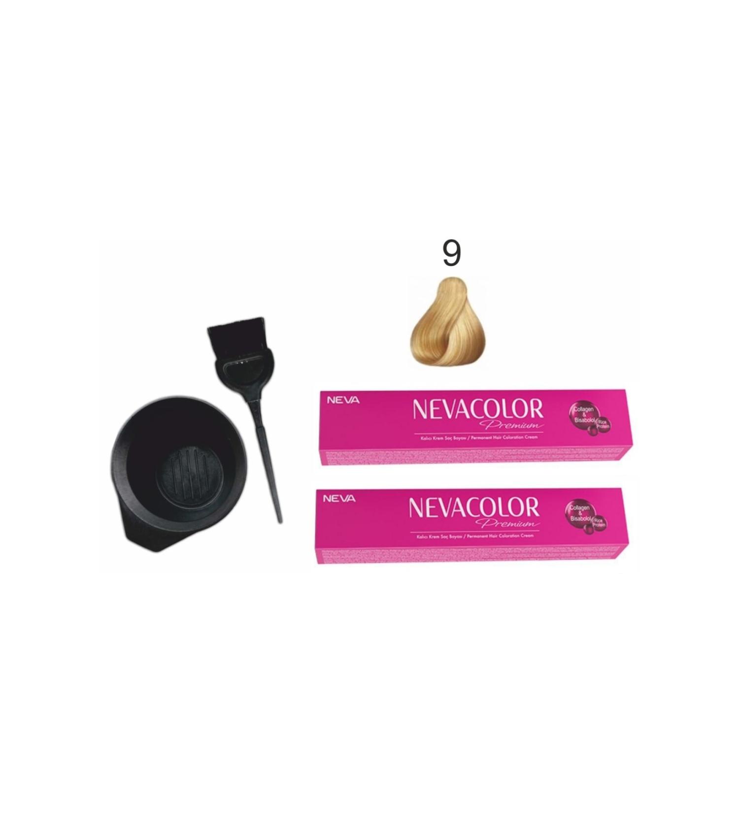 Neva Color Tube Paint 9. Very Light Blonde Economical 2-Pack + Coloring Set