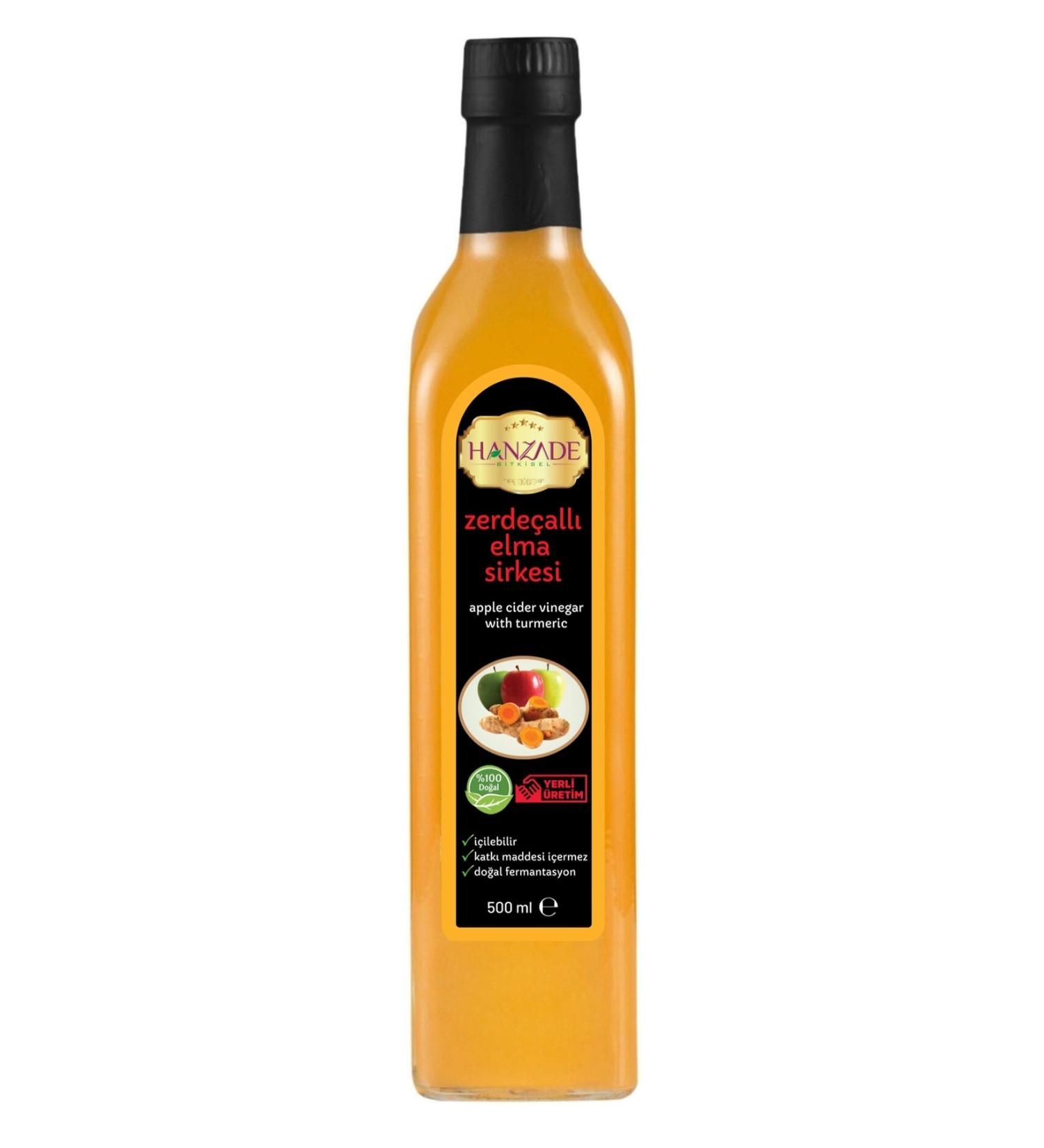 Hanzade Herbal Turmeric Apple Cider Vinegar 500 ml Natural Fermented Apple Cider Vinegar With Turmeric (ZE-643110) - Buy Online on GoSupps.com