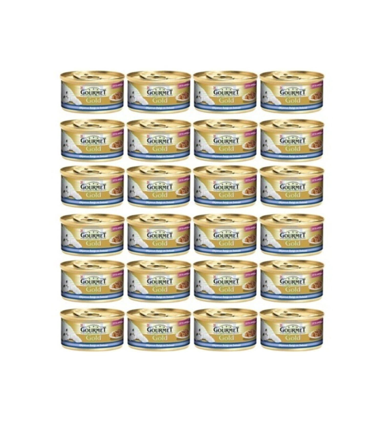 Gourmet Gold Fish and Spinach Double Flavor Cat Canned Food 85 gr X 24 Pieces