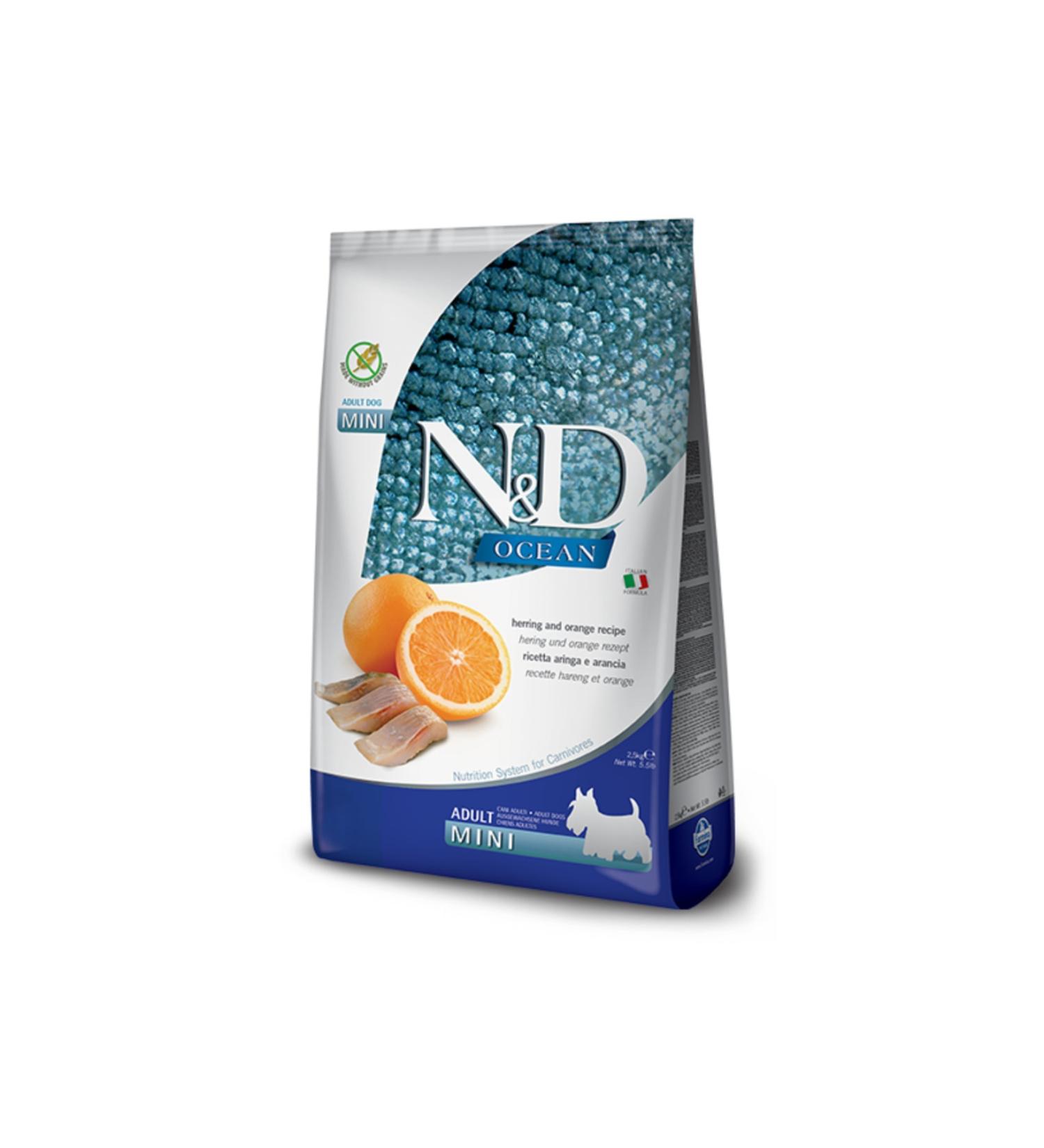 N & D Ocean Grain Free Herring Fish Orange Mini Adult Dog Food 2.5 Kg