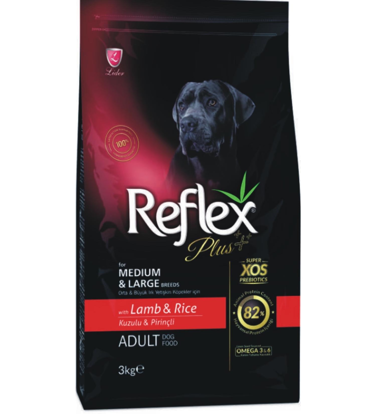 Reflex Medium and Large Breed Adult Dog Food with Lamb Meat and Rice 3kg