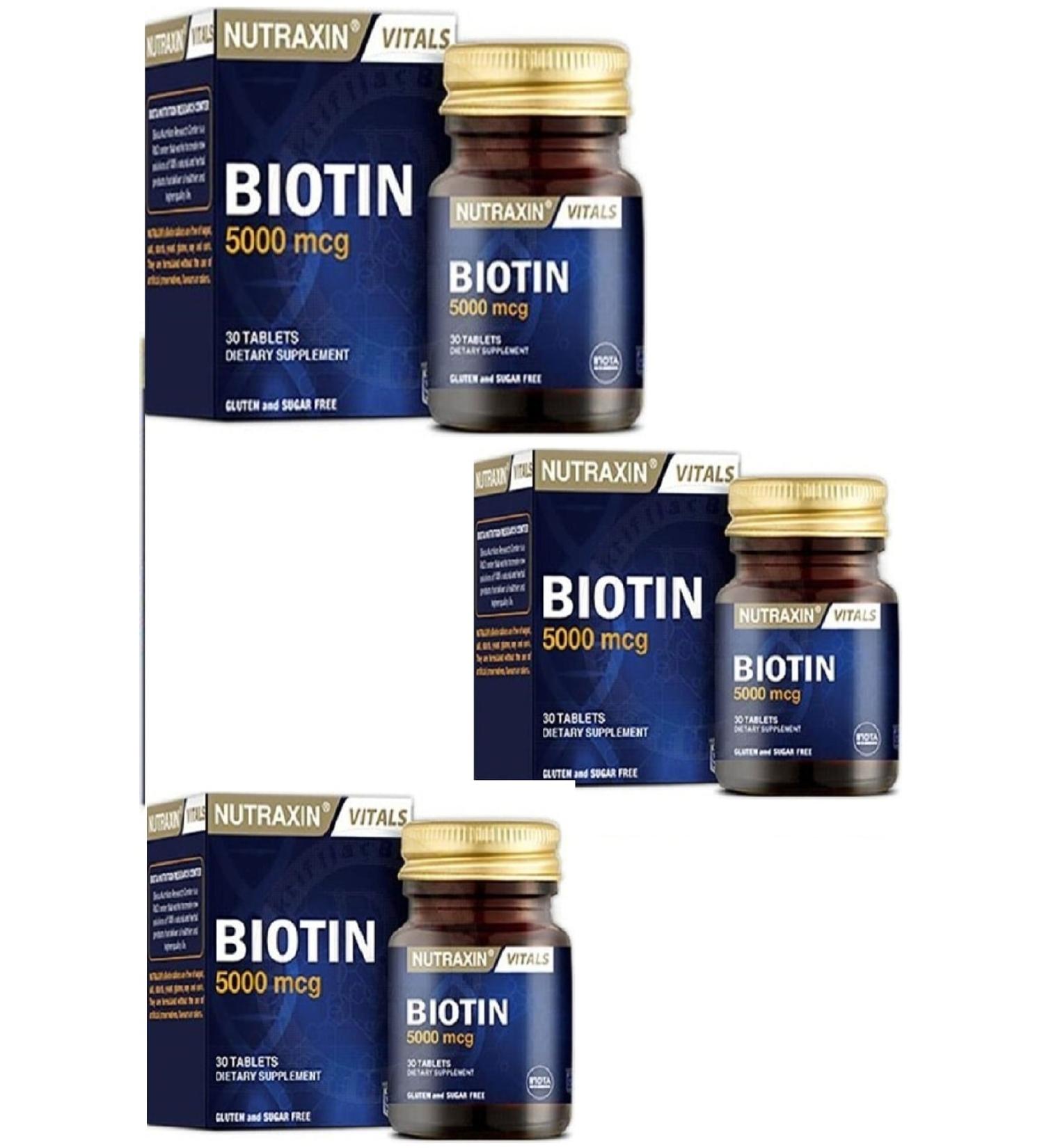 Nutraxin Biotin 5000 Mcg Food Supplement 30 Tablets 3 Boxes