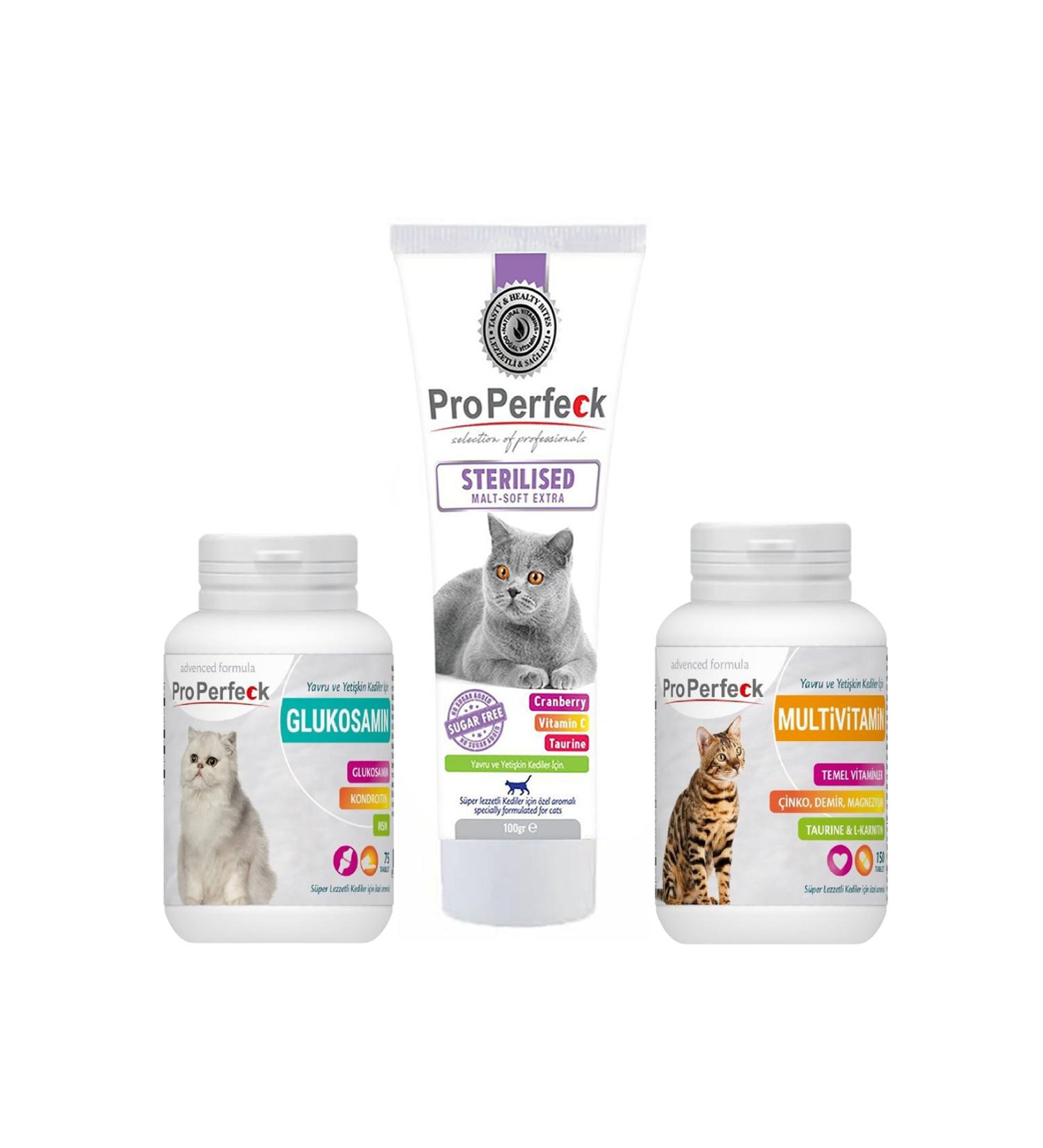 pro perfect Sterilized Malt-soft Extra Paste 100 Gr + Glucosamine Tablet 75 Pieces + Multivitamin Tablet 150 Pieces