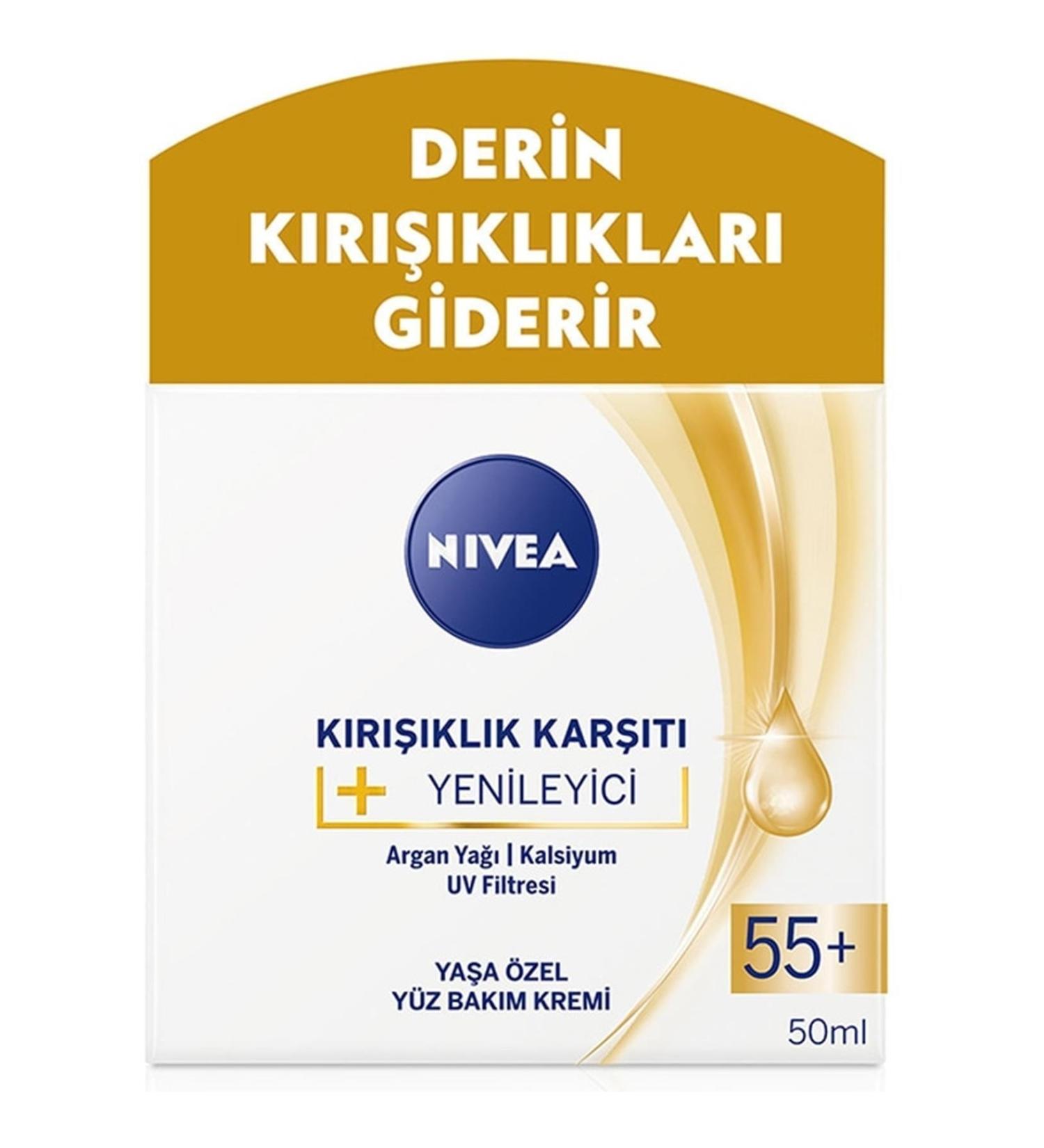 NIVEA Anti-Wrinkle + Regenerating Cream 55+ Age 50 Ml - Buy Online on GoSupps.com