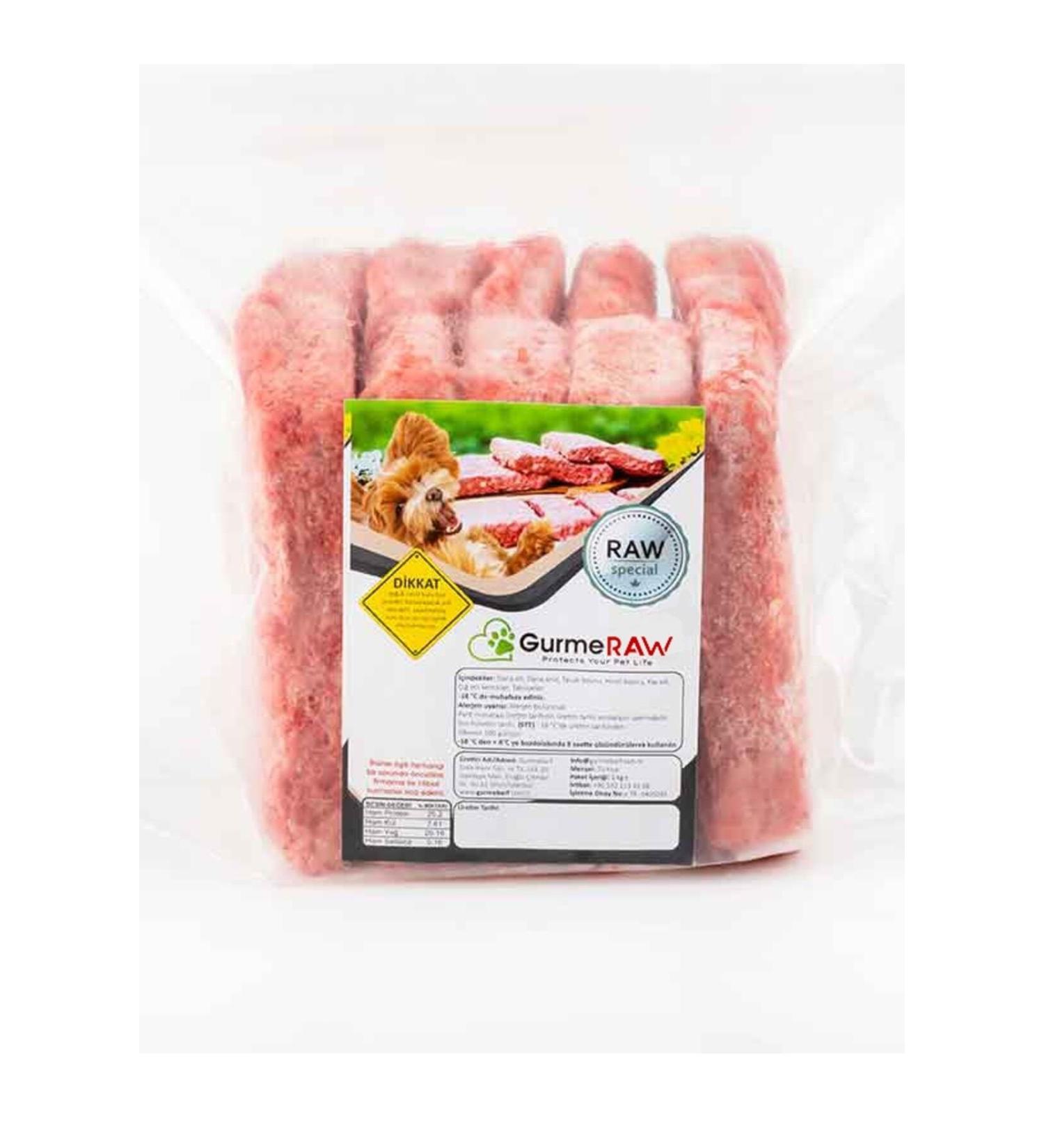 Raw Special - 10 Kg Raw Dog Food Barf - (100 Gr Portions) Gurme