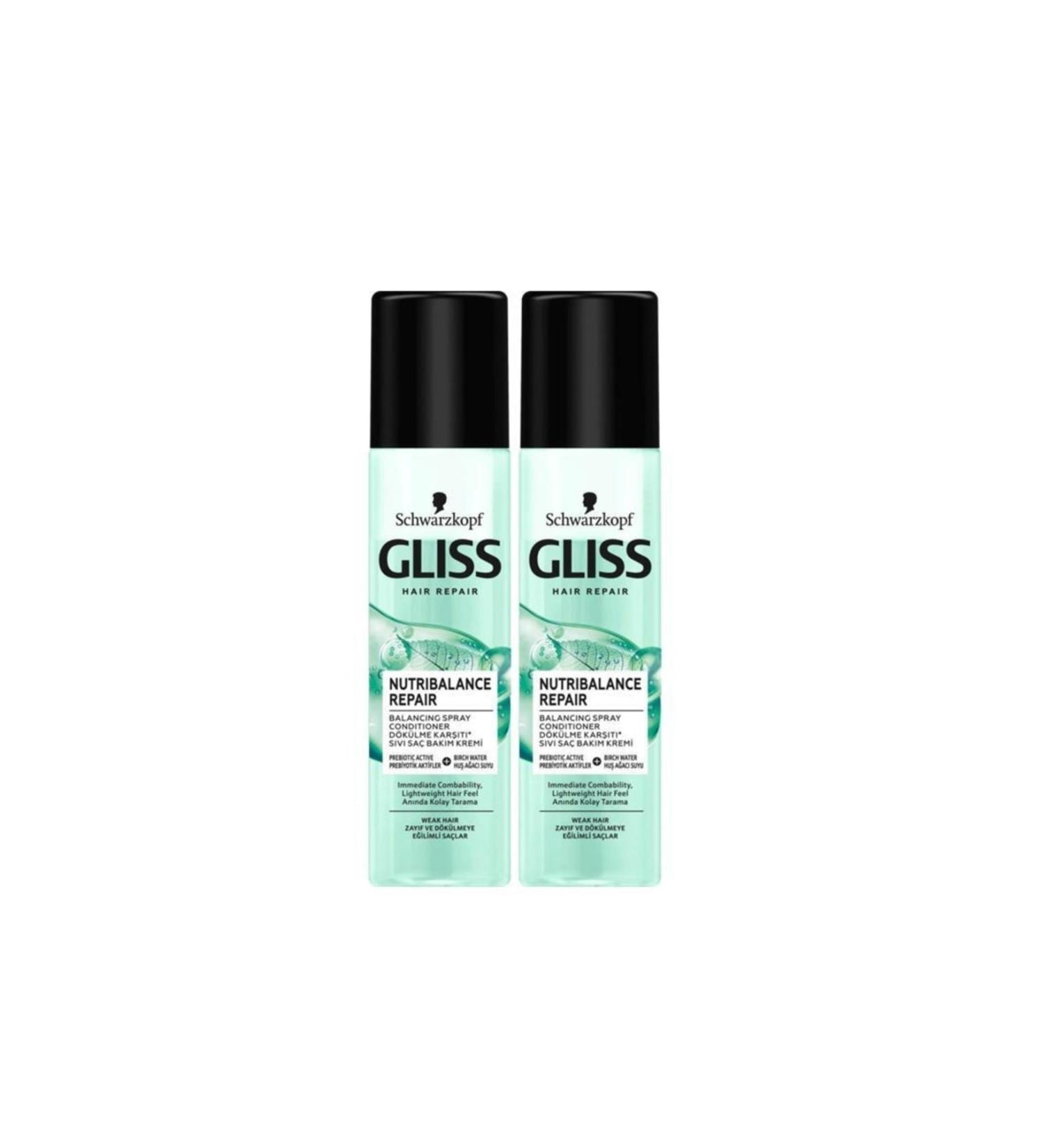 Gliss Nutribalance Repair Anti-Hair Loss Leave-In Liquid Conditioner 200 Ml 2 Pieces