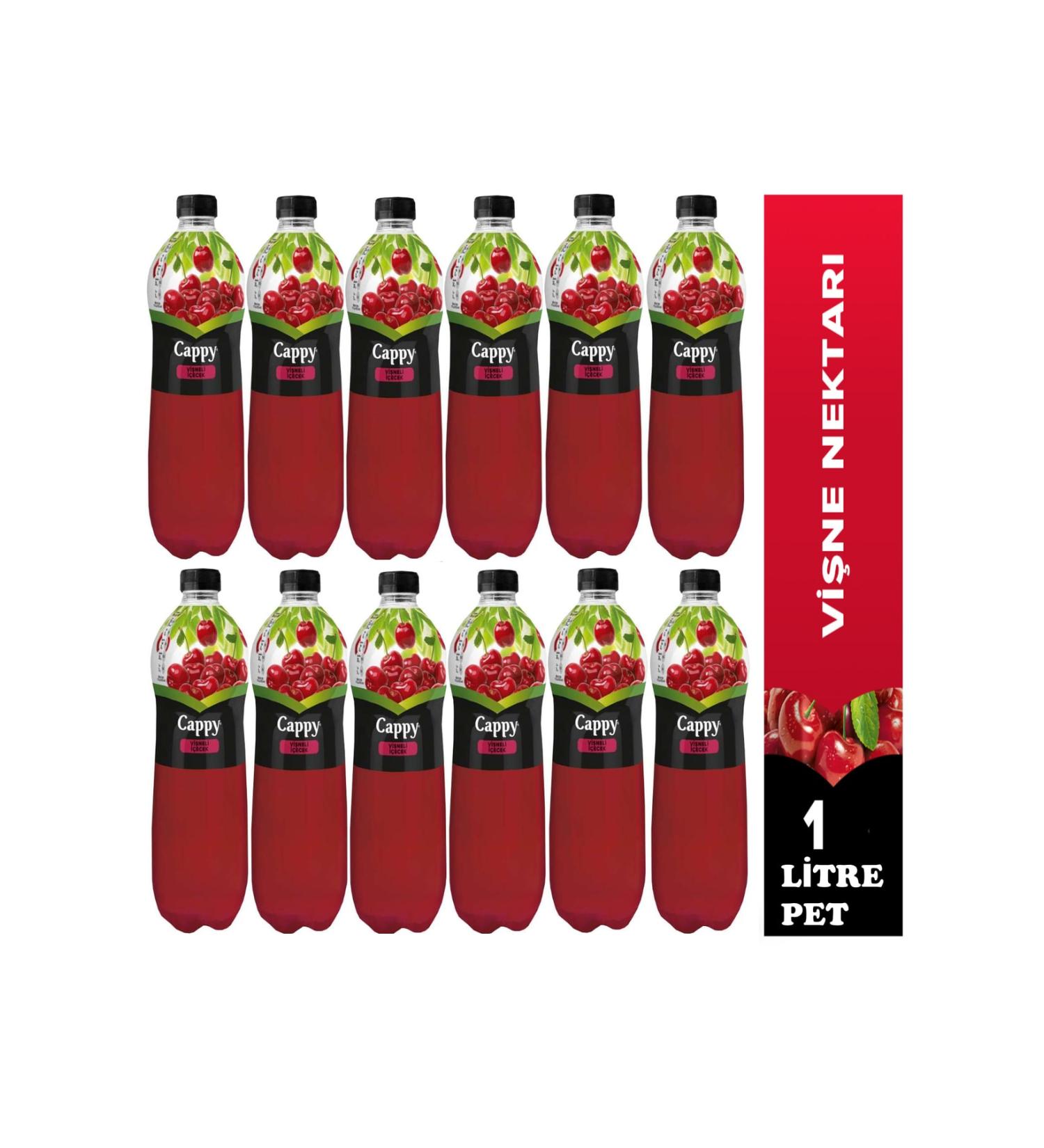 Cappy Cherry Juice 1 Liter Pet Bottle 12 Pieces Renewed Taste Perfect Taste 12 Pieces