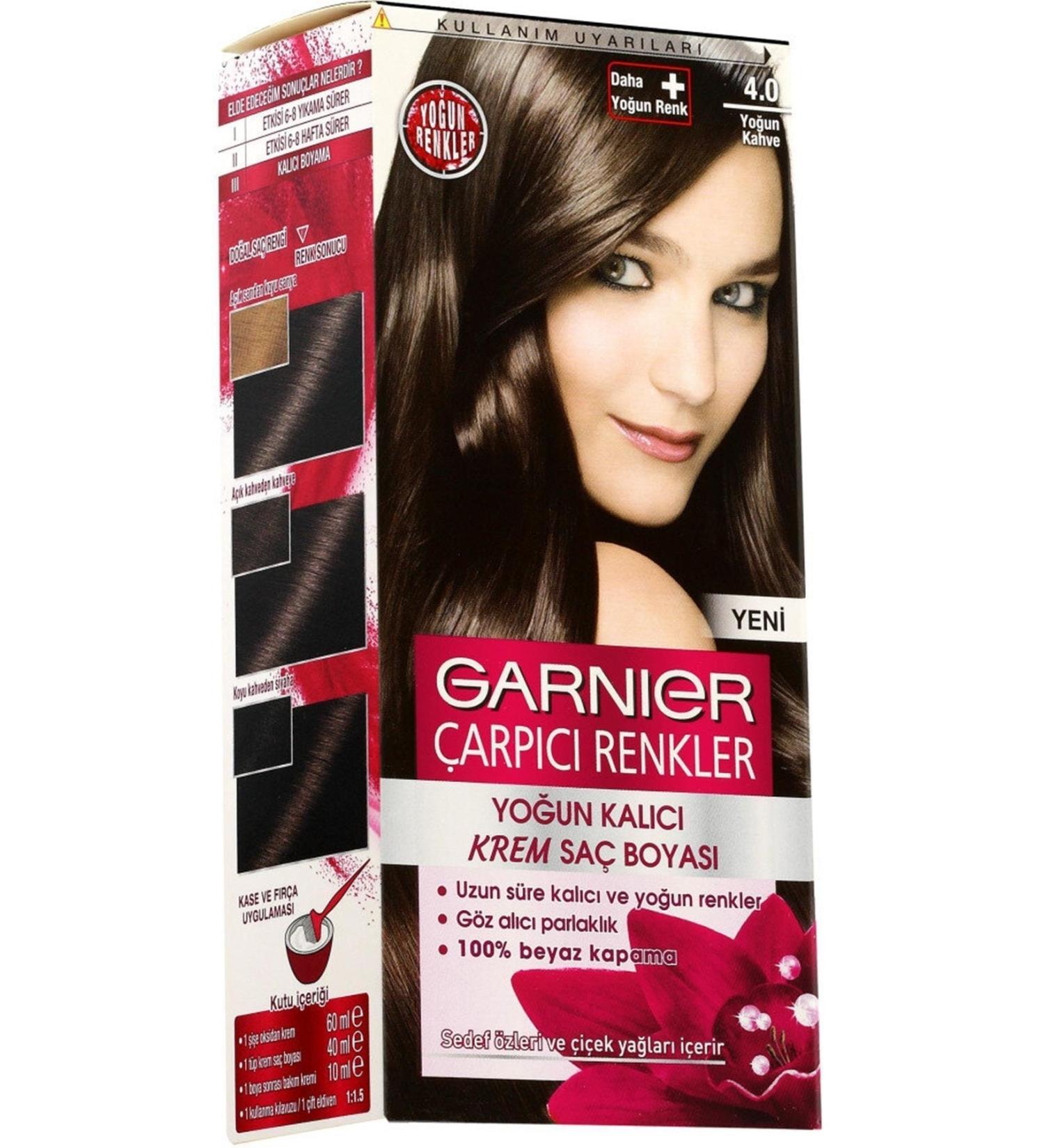 Garnier Hair Dye Color Natural Striking Colors Intense Brown 4.0