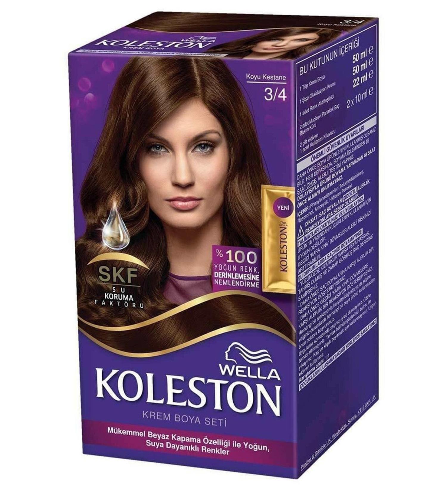 Wella Koleston Super Hair Dye Dark Chestnut 3/4 50 Ml Category: Hair Dye