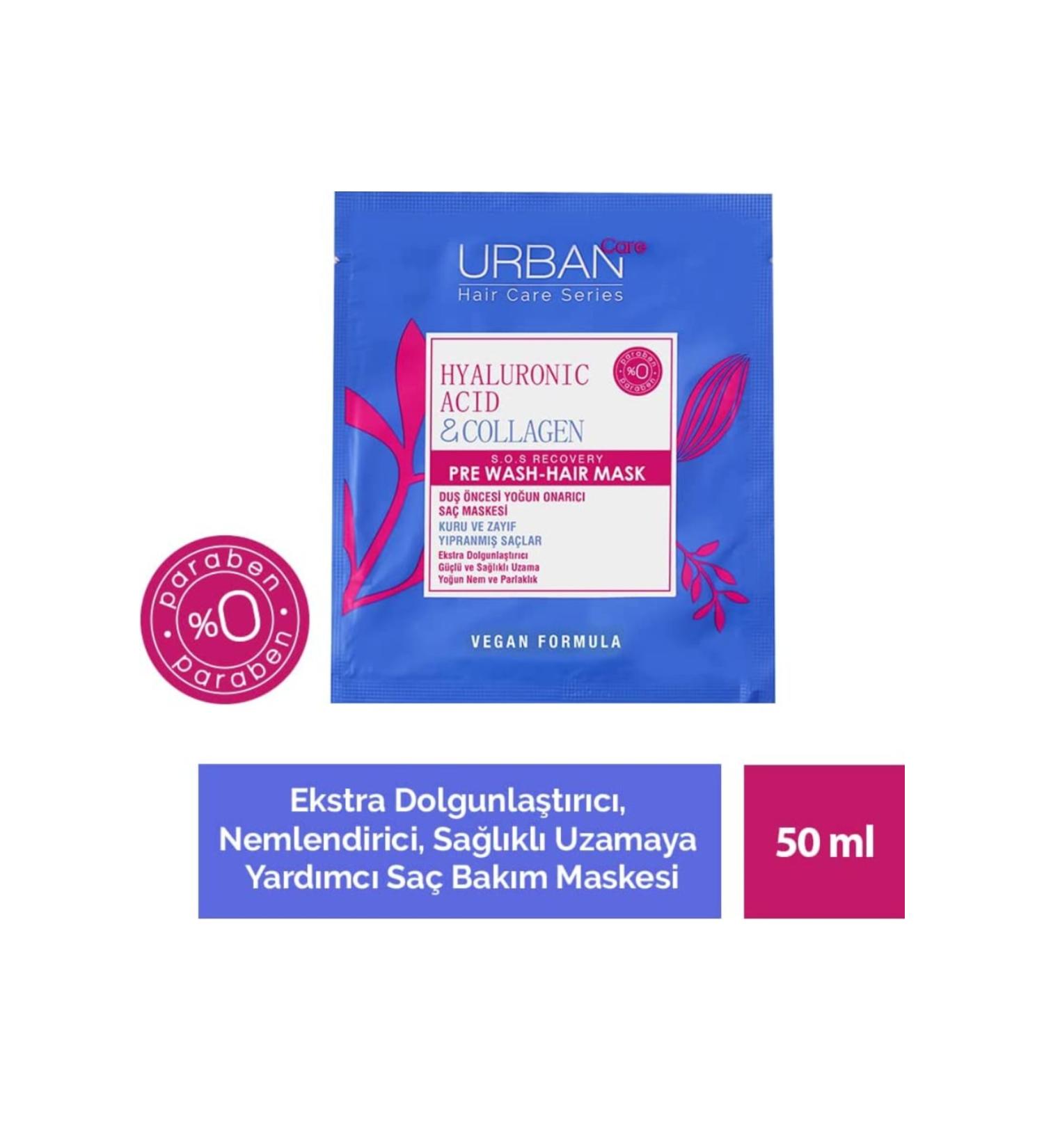 Urban Care Care Hyaluronic Acid & Collagen Pre Wash Repairing Vegan Hair Mask 50 ml - Buy Online on GoSupps.com