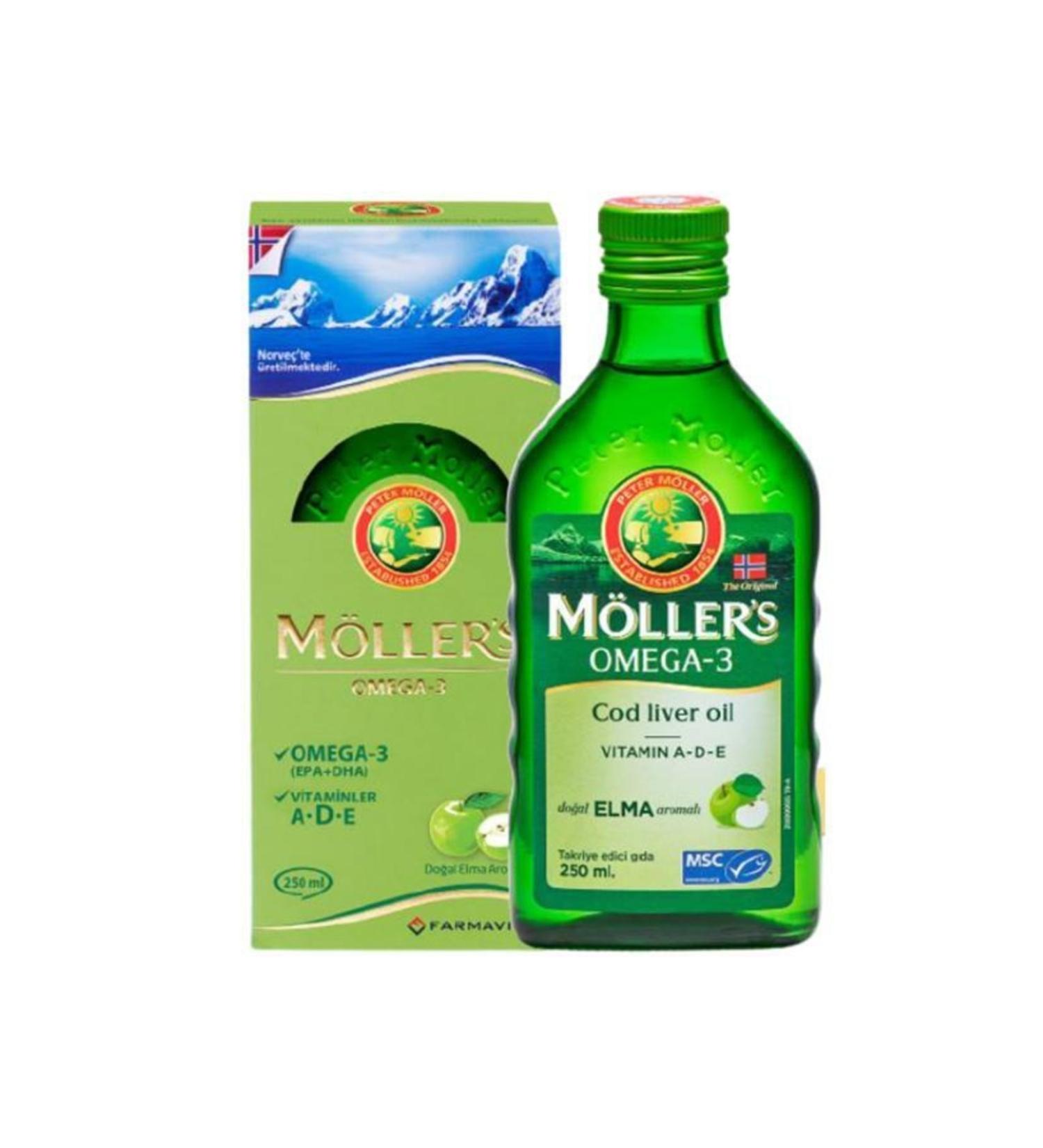 Mollers Omega 3 Fish Oil 250 Ml Apple Flavored