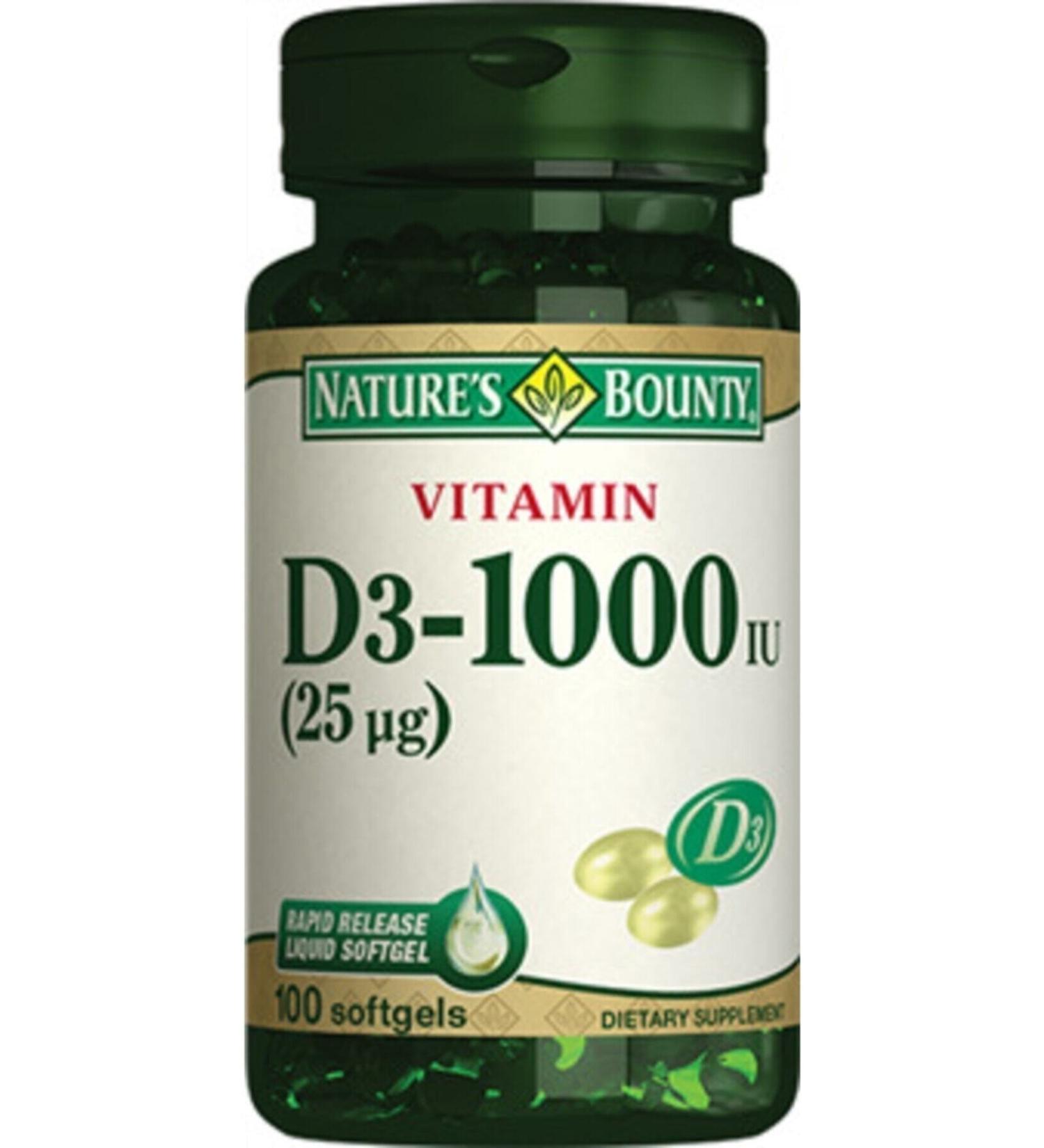 Natures Bounty Vitamin D3 1000 Iu 100 Softgel