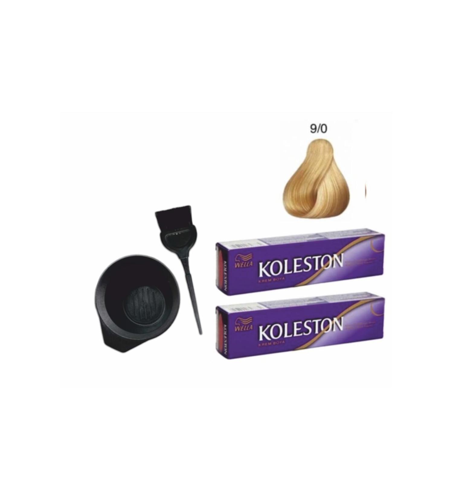 Wella Hair Dye Tube 9/0 Yellow 2 Pieces + Coloring Set