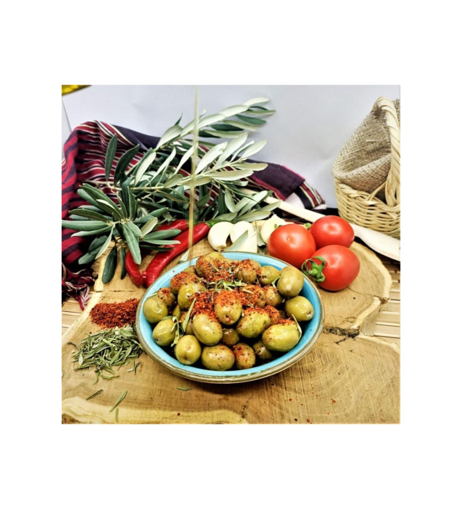 Maras Market Kahramanmara Scratched Green Olives (1400 Gr.)