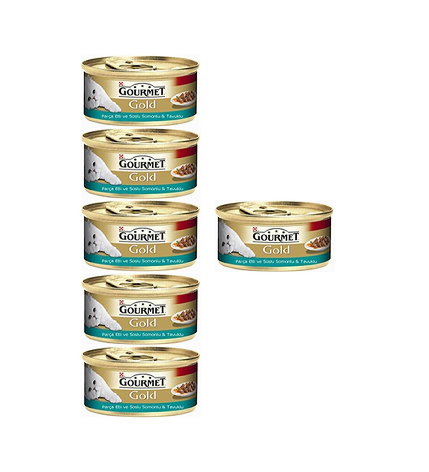 Gourmet Gold Piece Meat and Sauce Salmon & Chicken Wet Cat Food 85gr 6al 5 decndst0510ggpest