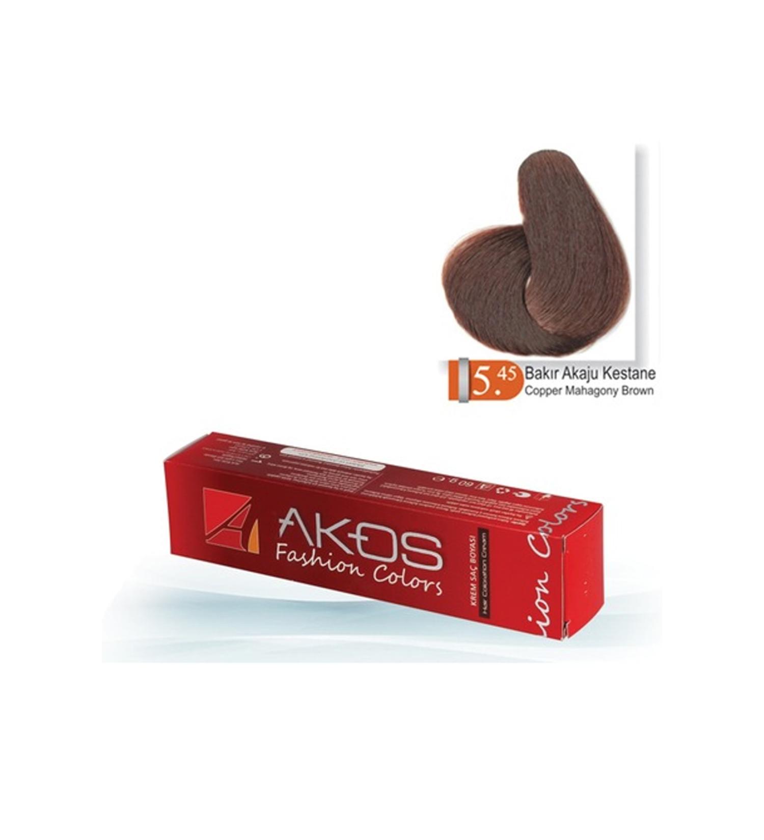 AKOS Copper Akaju Chestnut Color Hair Dye for Women 60 gr Dye No 5.45