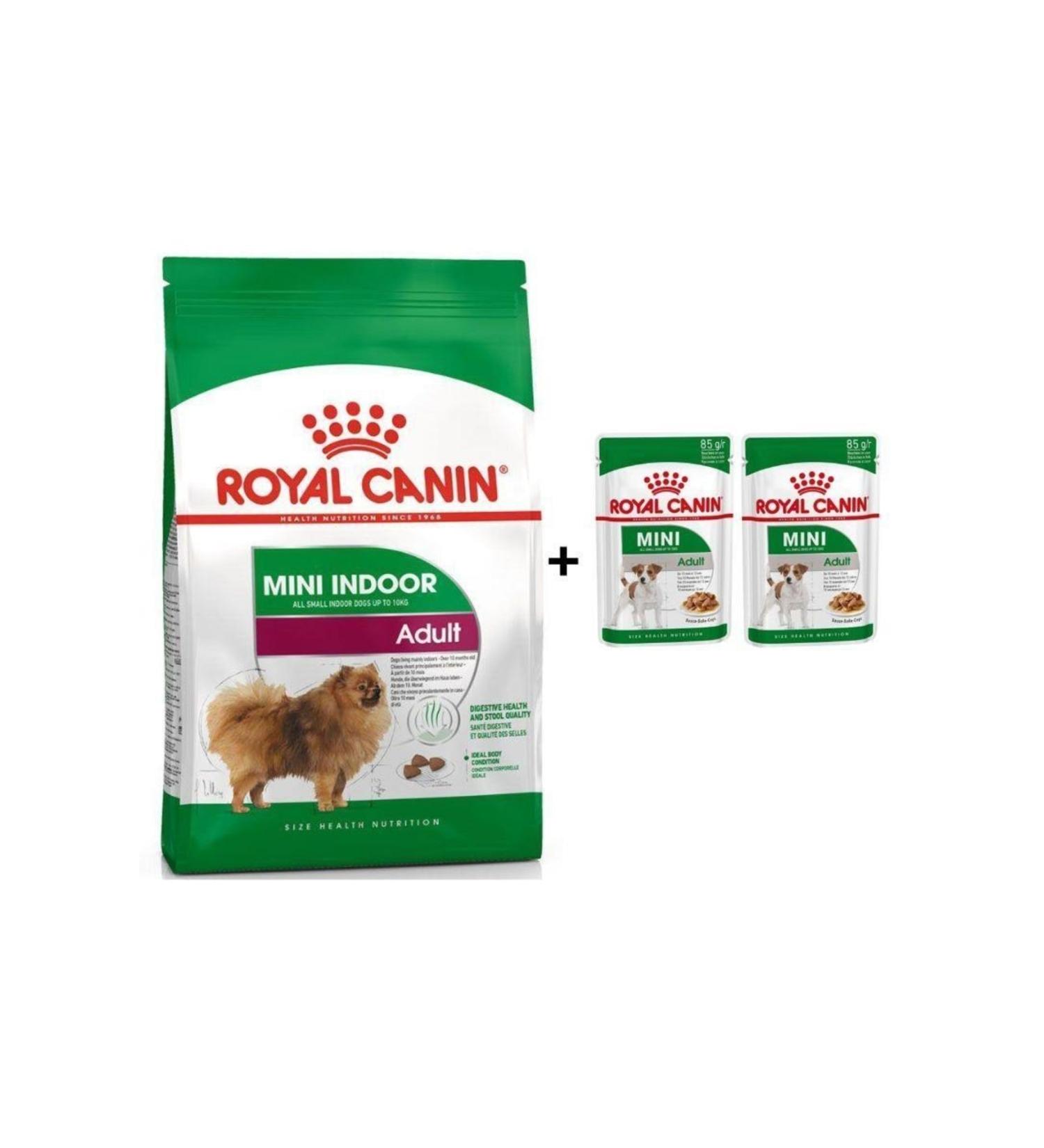 Royal Canin Mini Indoor Adult Dog Food 1.5 Kg + 2 Pieces Wet Food
