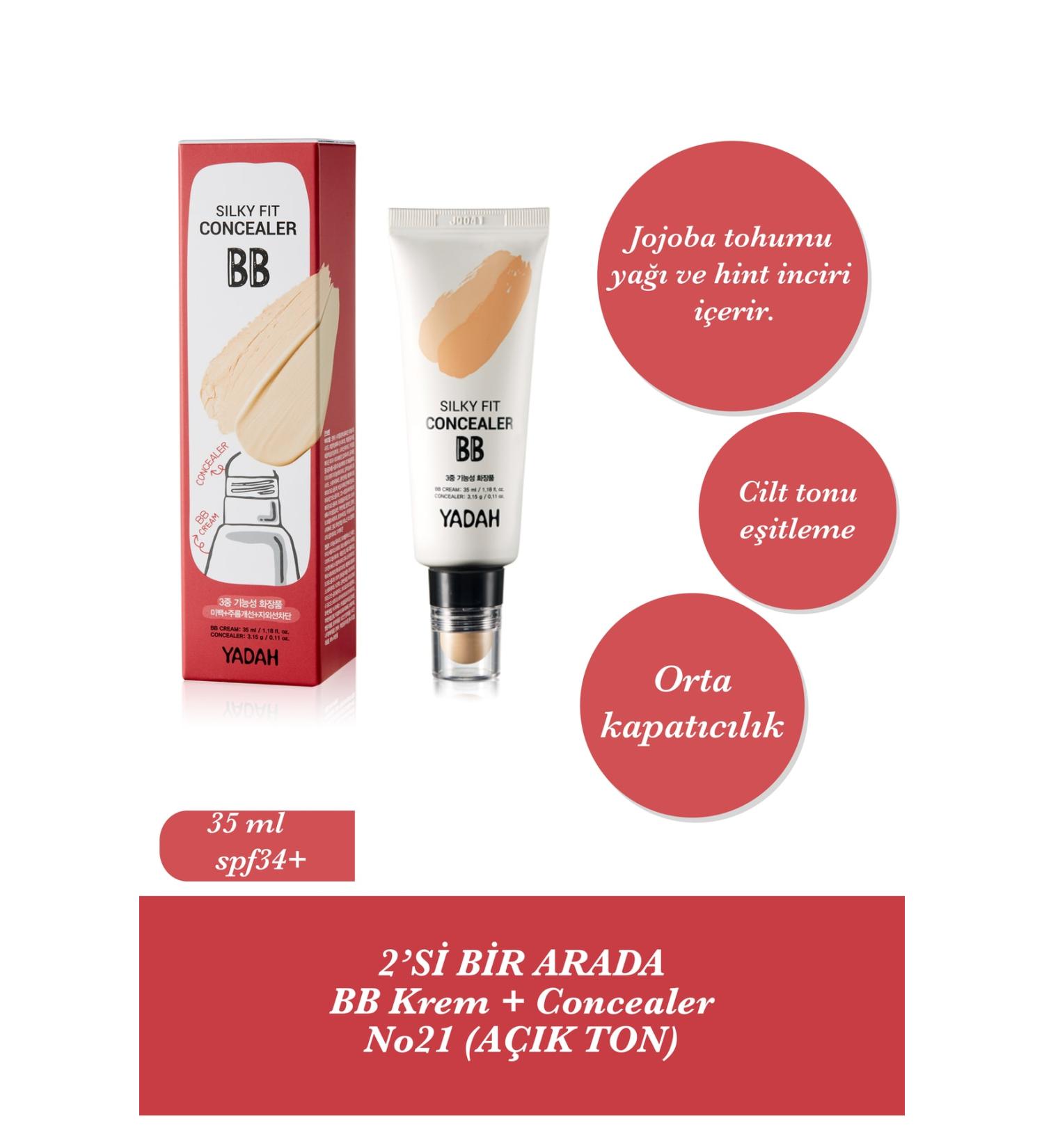 YADAH Silky Texture 2 in 1 BB Cream Concealer - No.21 (WHITE SKIN) - Buy Online on GoSupps.com