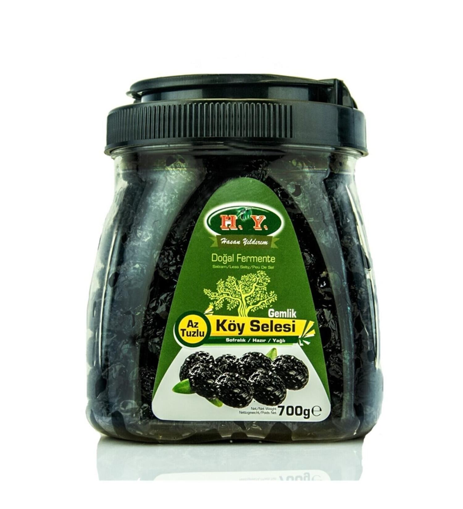 HY OLIVE Gemlik Low Salt Table Grain Village Selesi Natural Fermented (321-350) (PET)(700 GR.)