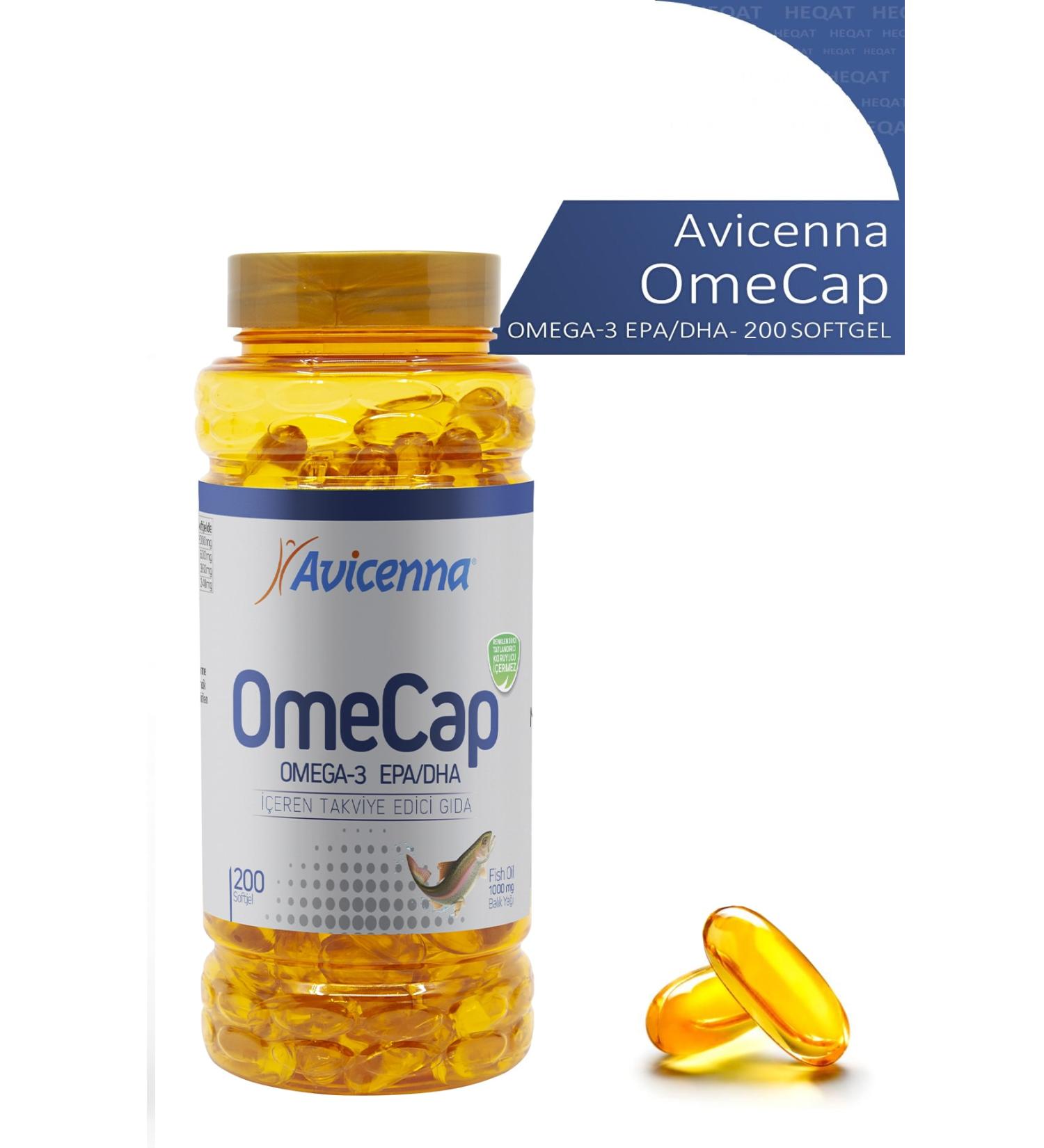 Avicenna Omecap - Omega 3 1000 Mg Containing Supplementary Food - 200 Softgels - 8690140930330